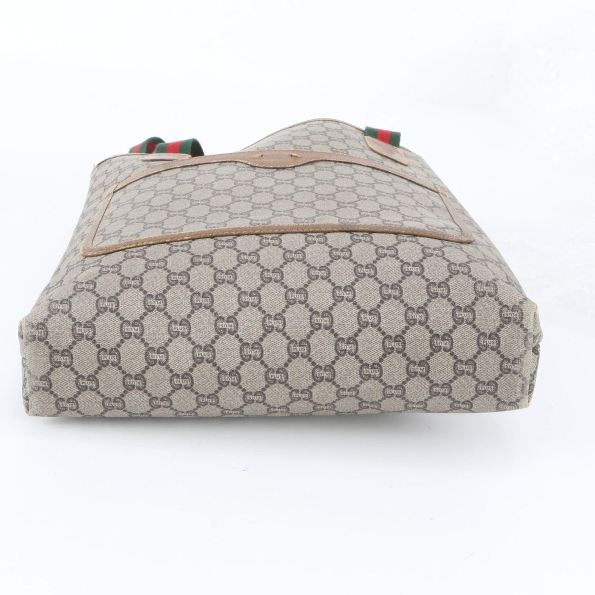 Gucci Brown Leather Coated Canvas Shoulder Bag Tote Bag (Pre-Owned)