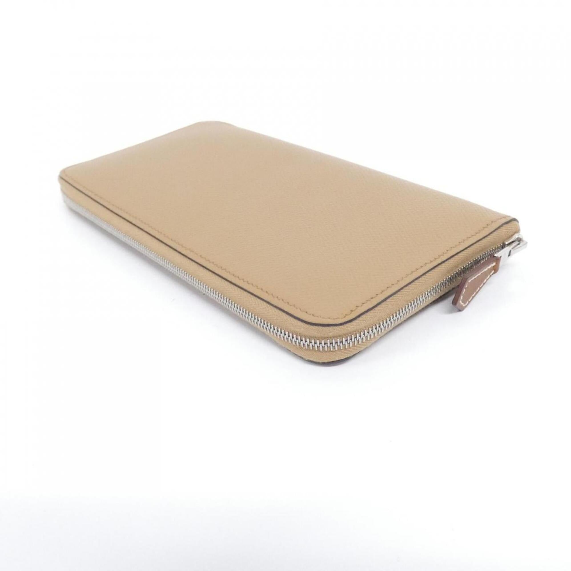 Hermes Brown Epsom Leather Silk Long Wallet (Bi-Fold) (Pre-Owned)