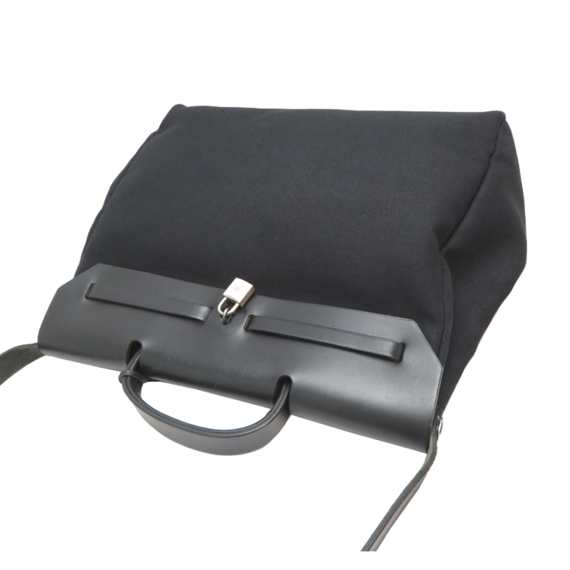 Hermes Black Toile Officier Handbag (Pre-Owned)