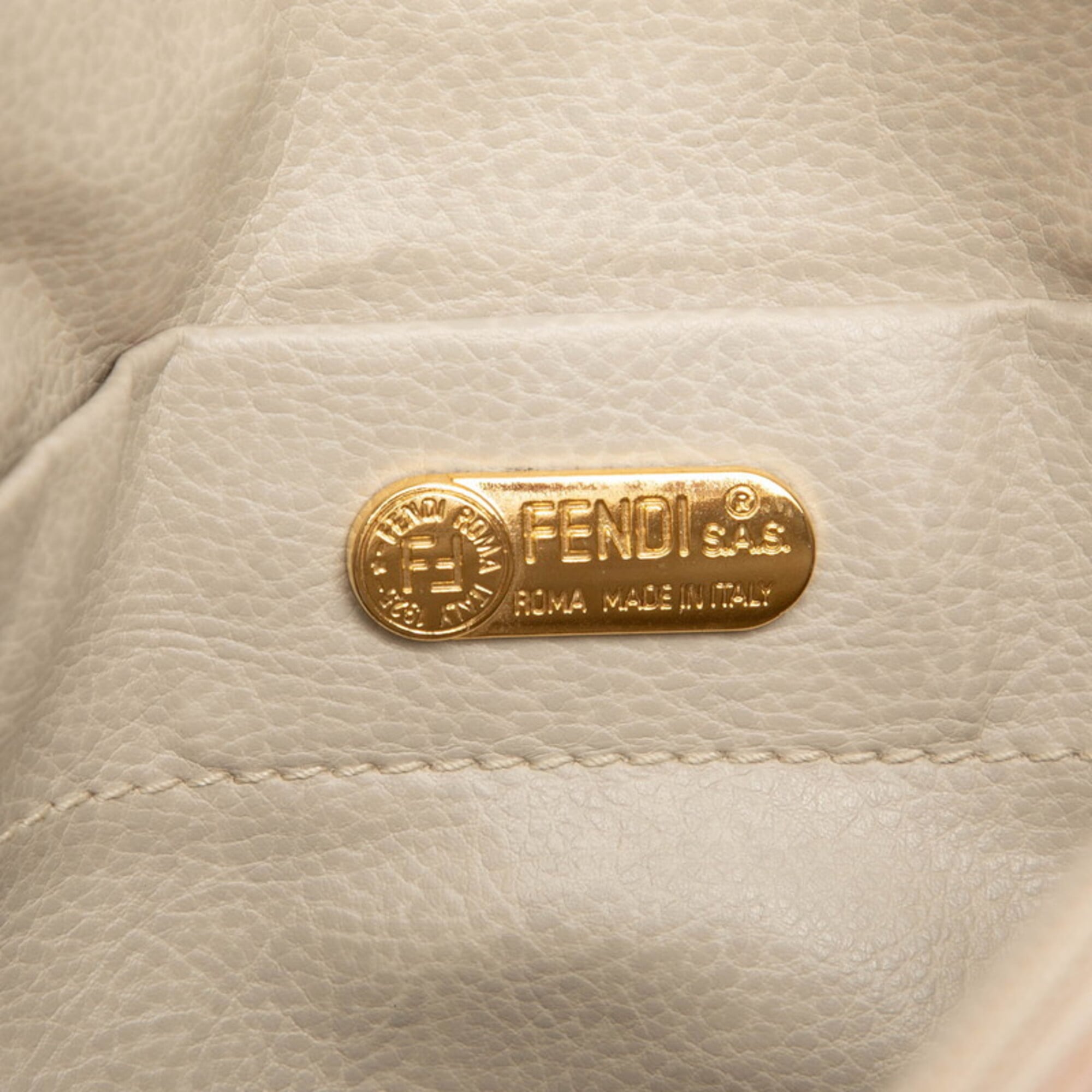 Fendi Zucca Pink Beige Canvas Shoulder Bag (Pre-Owned)