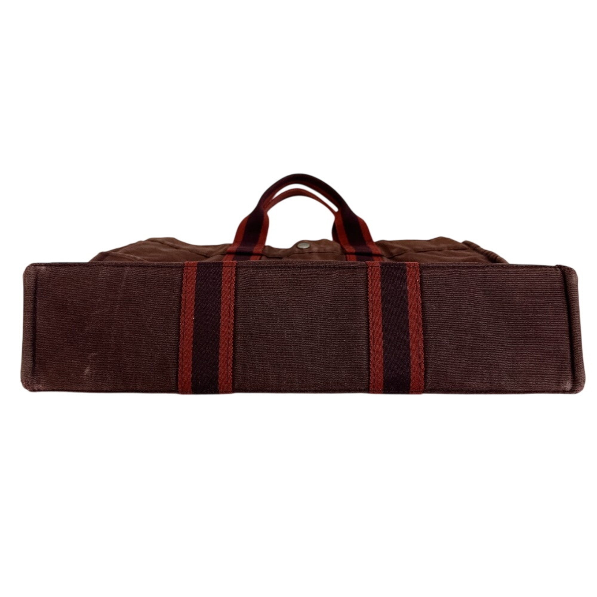 Hermes Red Color Wine Canvas Tote Bag (Pre-Owned)