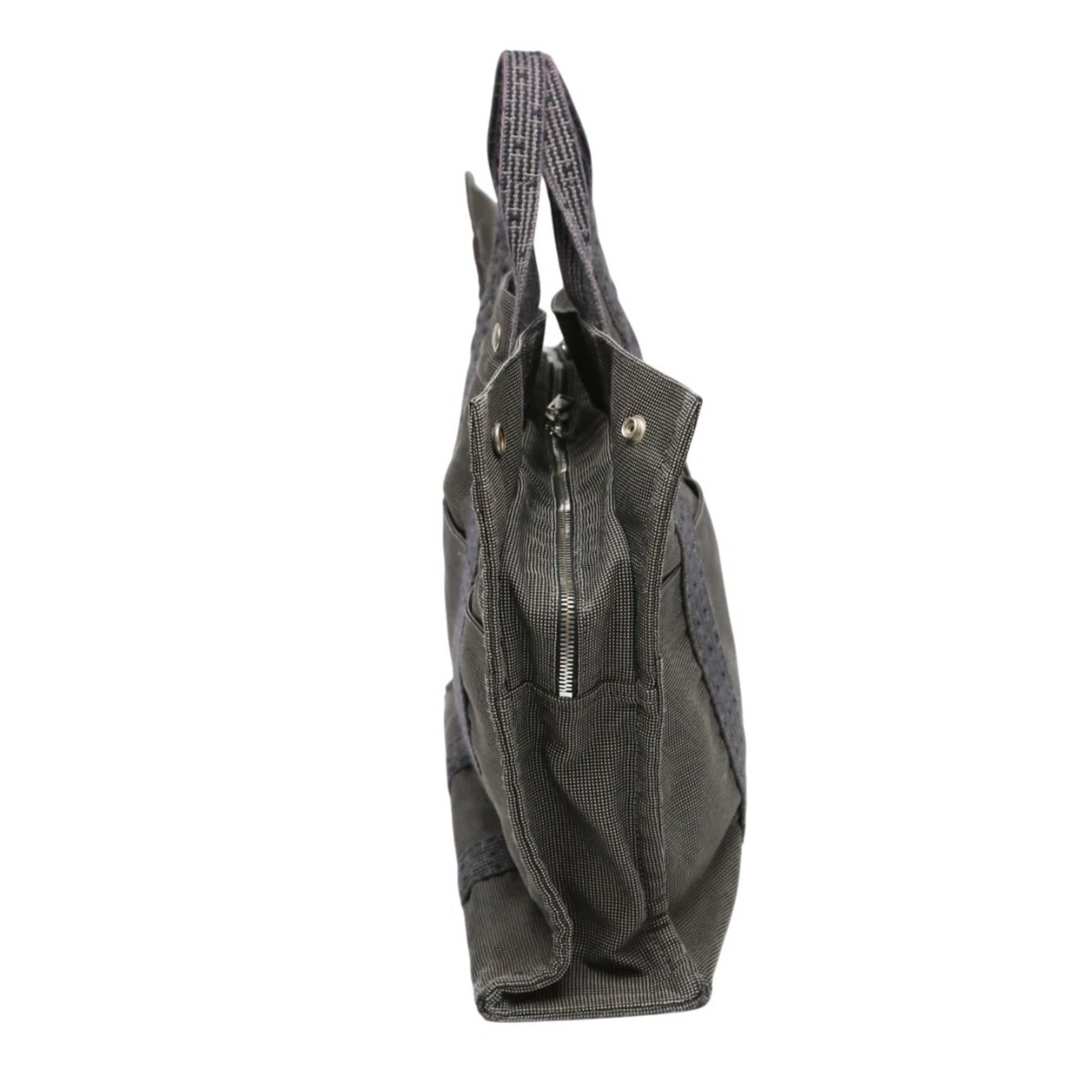 Hermes Her Line Gray Canvas Tote Bag (Pre-Owned)