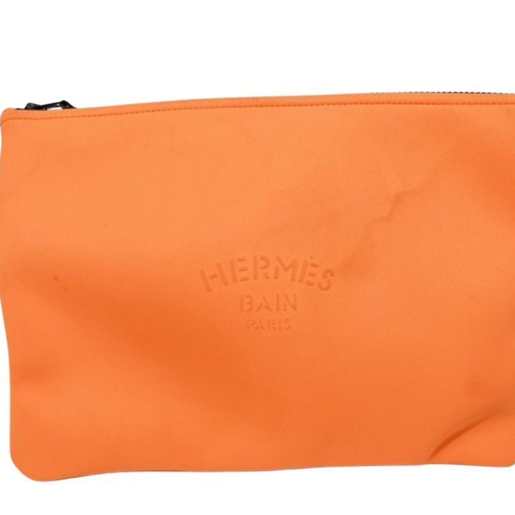 Hermes Orange Canvas Pouch (Pre-Owned)