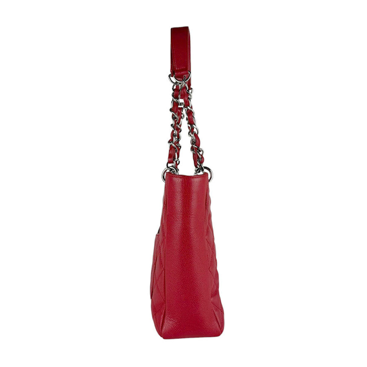 Chanel Red Color Grained Calfskin Handbag (Pre-Owned)