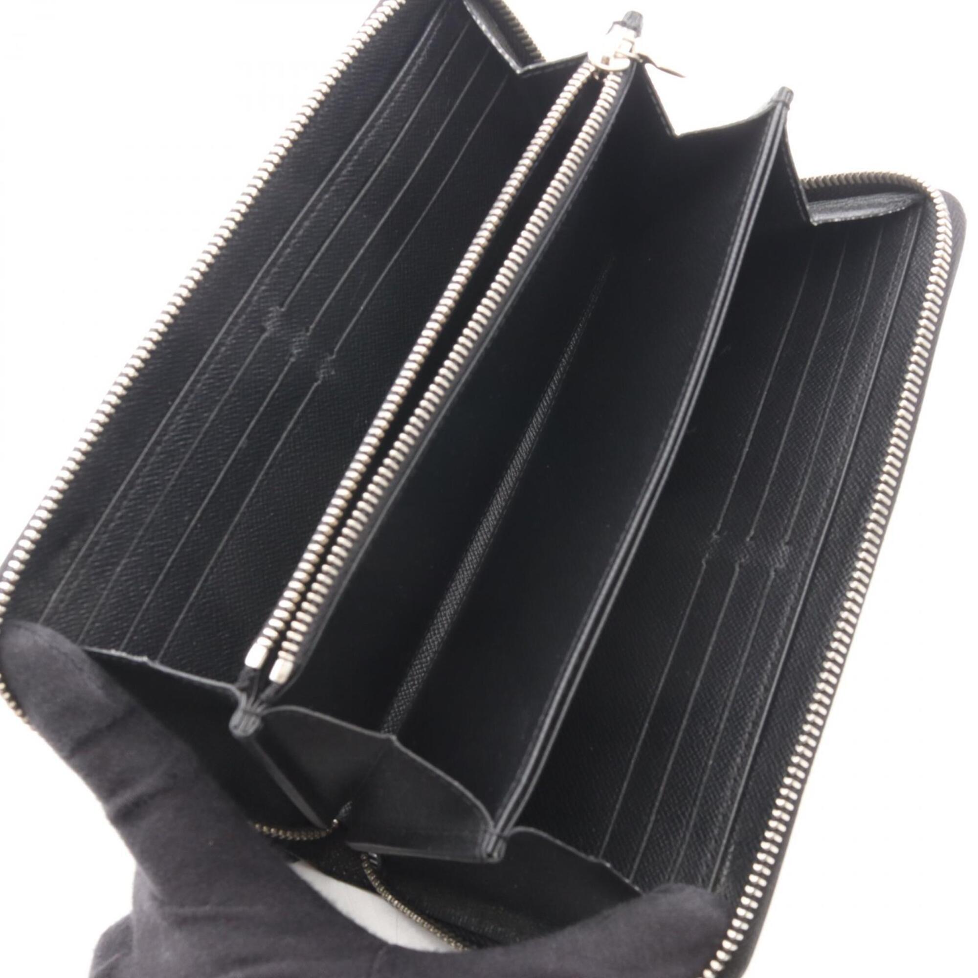Louis Vuitton Black Leather Long Wallet (Bi-Fold) (Pre-Owned)