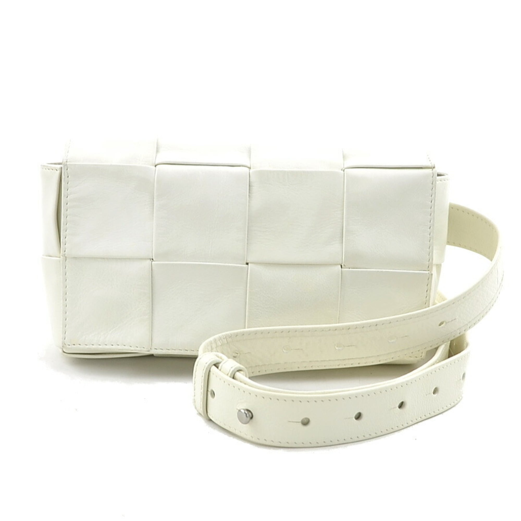 Bottega Veneta White Leather Fanny Pack (Pre-Owned)