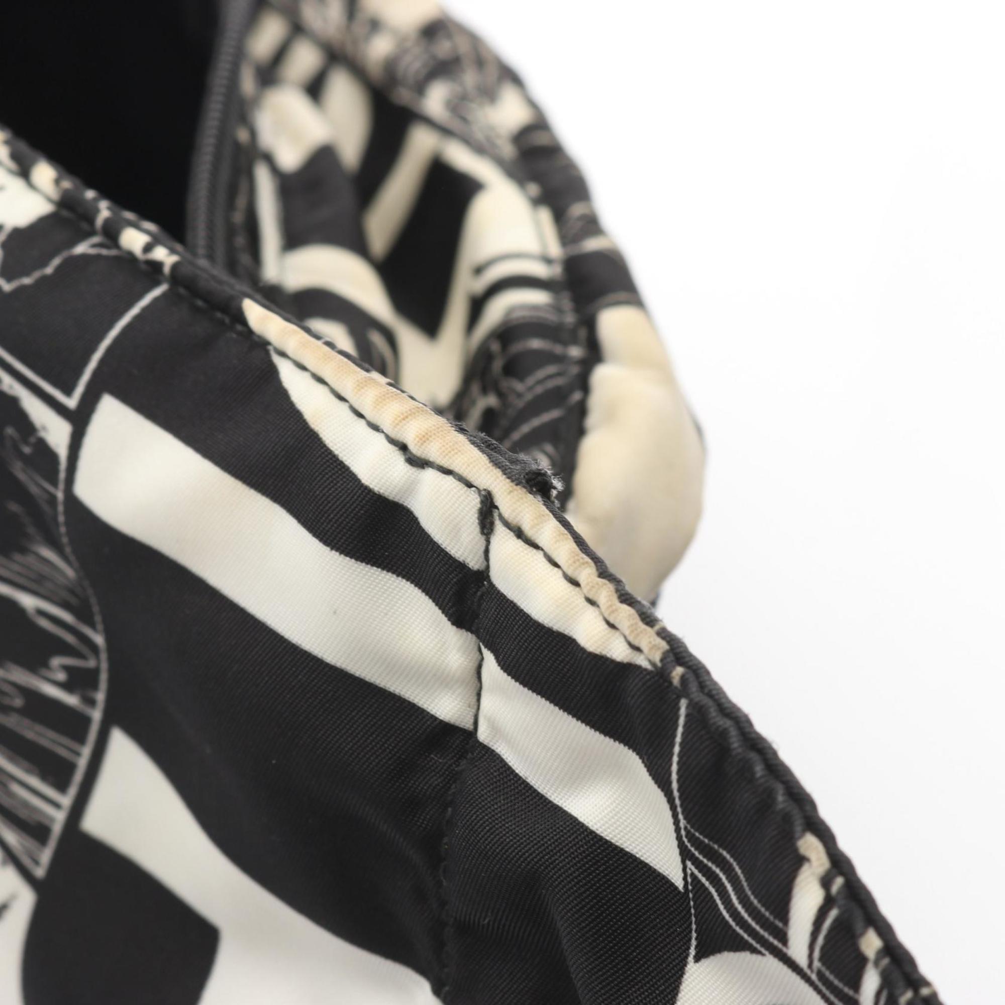 Prada Black White Nylon Leather Fanny Pack Handbag Sling Bag (Pre-Owned)