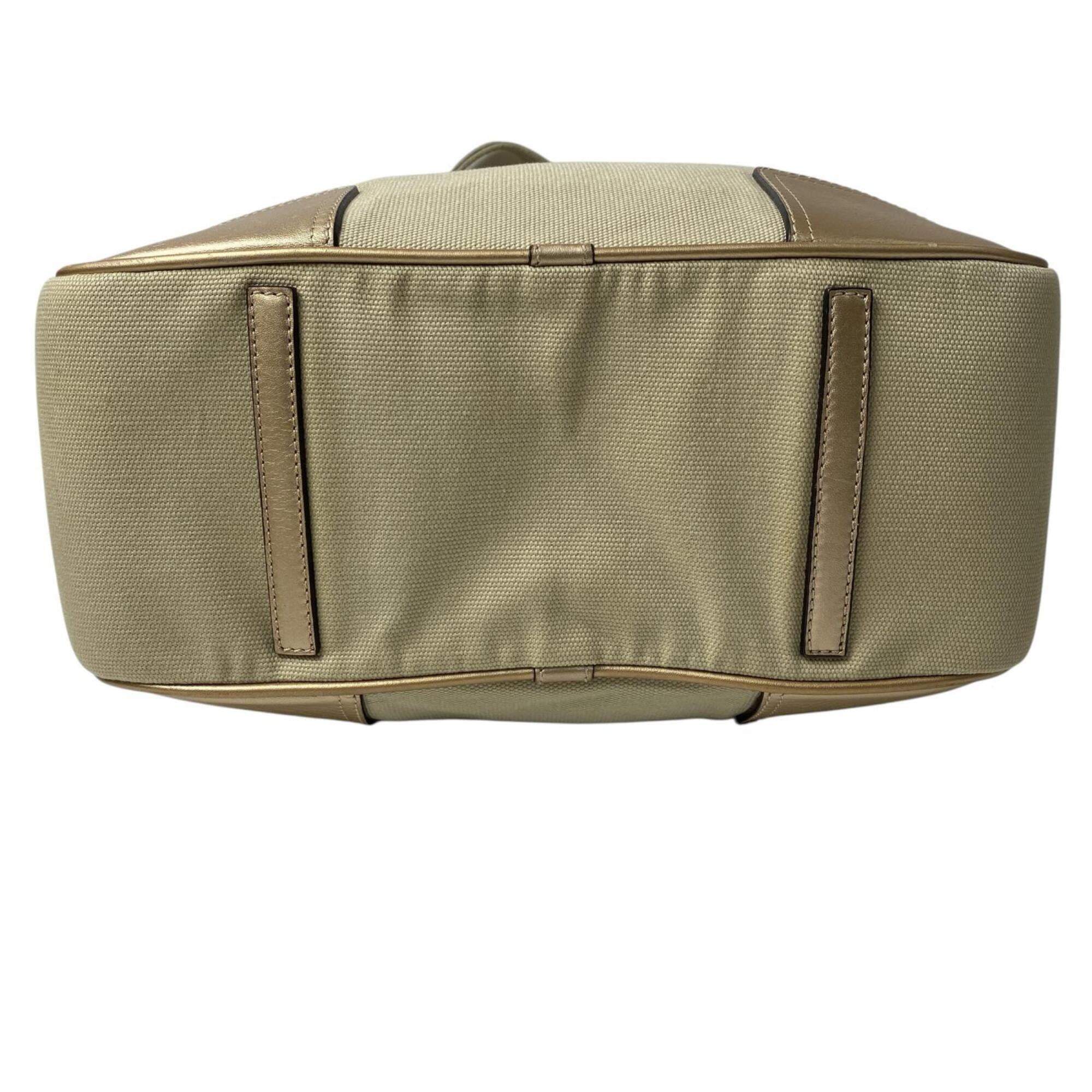 Loewe Beige Canvas Leather Shoulder Bag Tote Bag (Pre-Owned)
