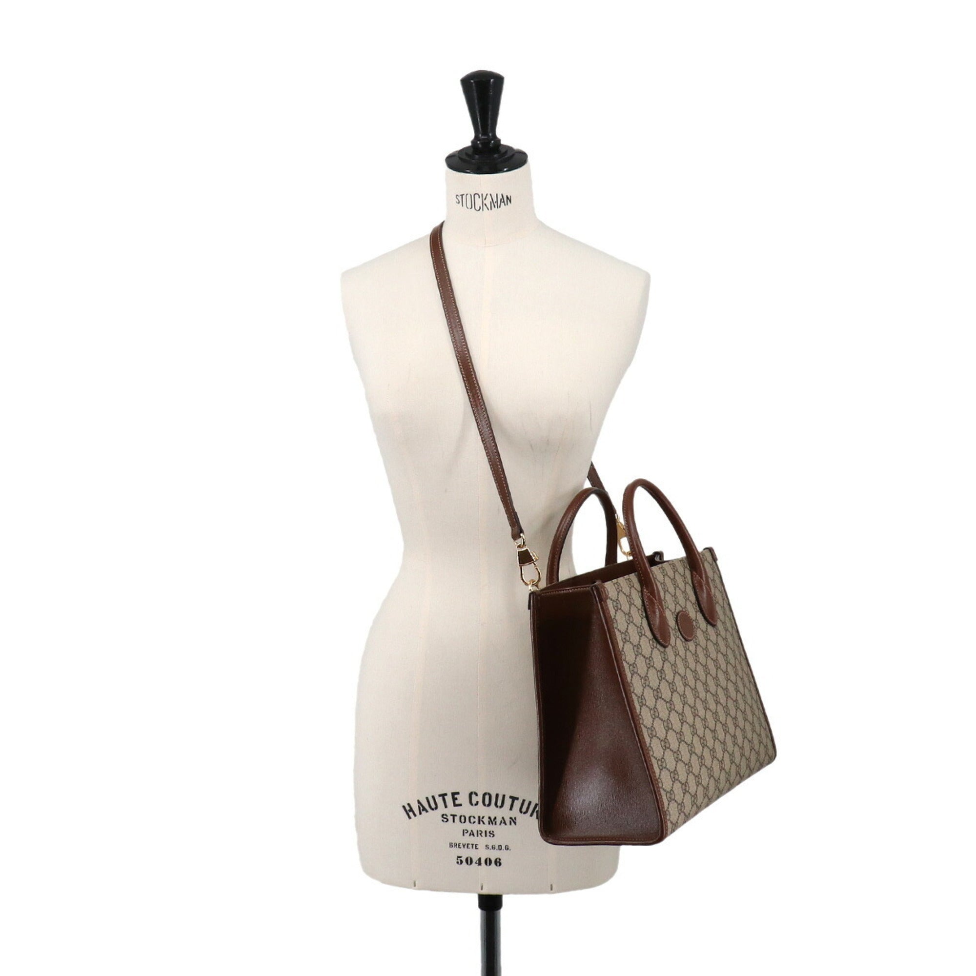 Gucci Beige Brown Gg Supreme Leather Handbag Tote Bag (Pre-Owned)