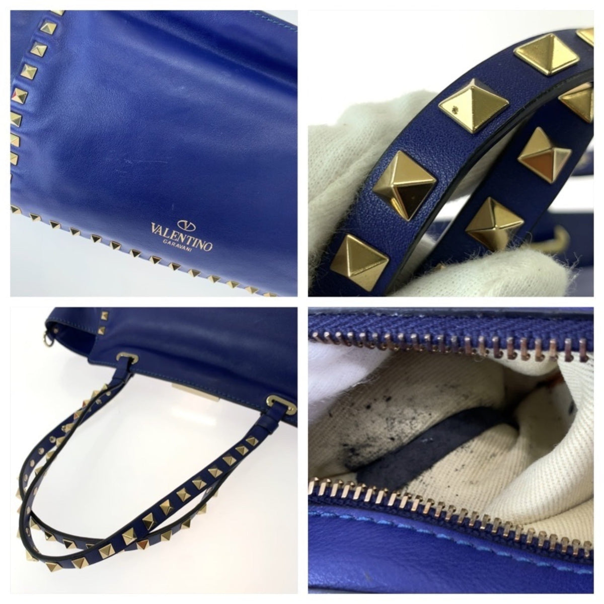 Valentino Blue Leather Shoulder Bag Tote Bag (Pre-Owned)