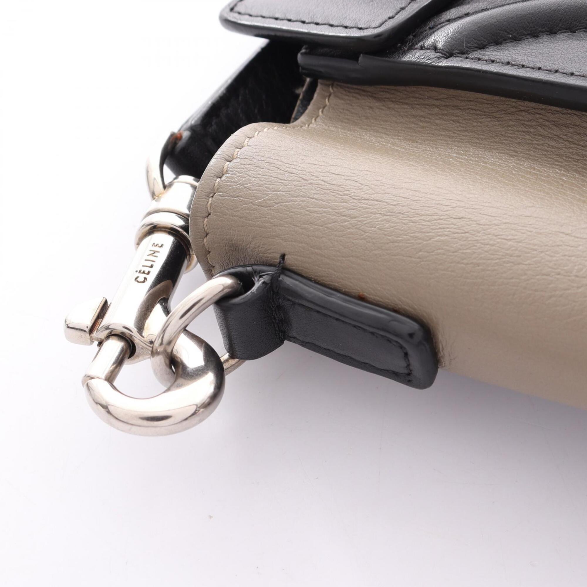 Celine Beige Black Orange Leather Handbag (Pre-Owned)