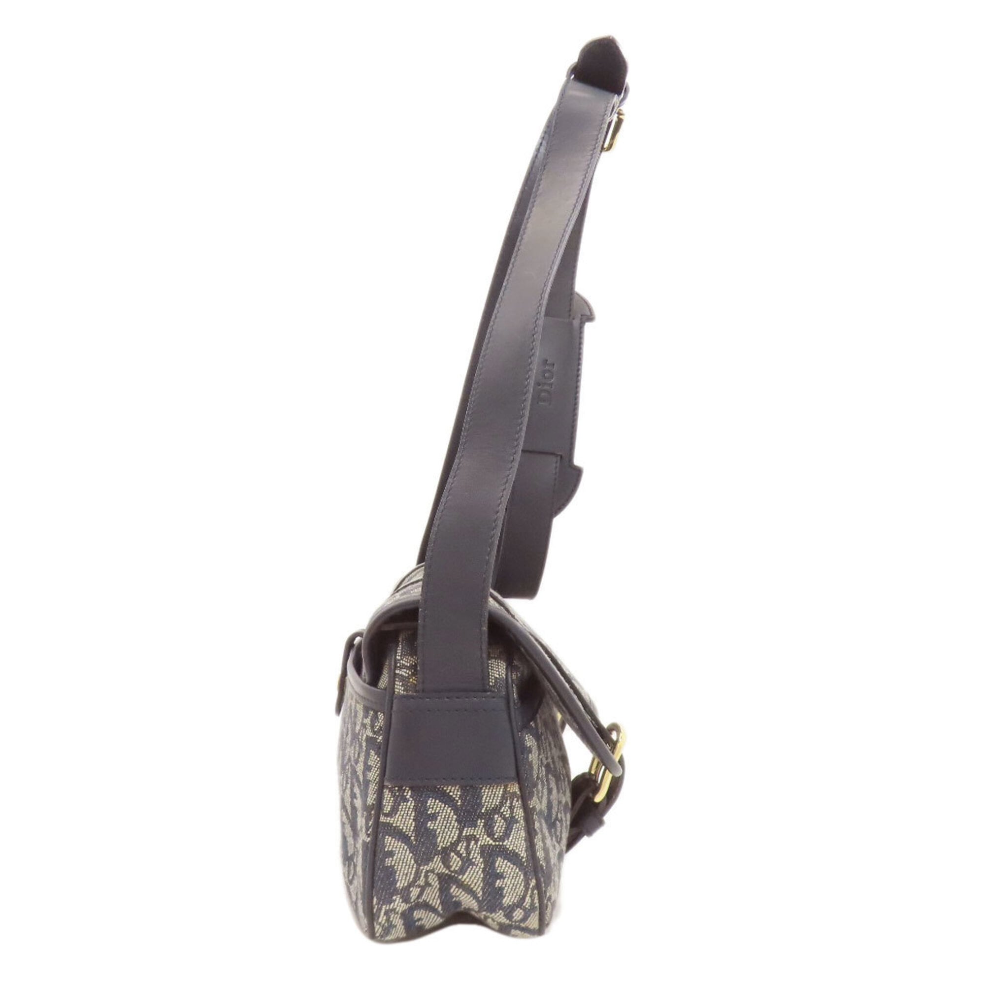 Christian Dior Trotter Navy Canvas Shoulder Bag (Pre-Owned)