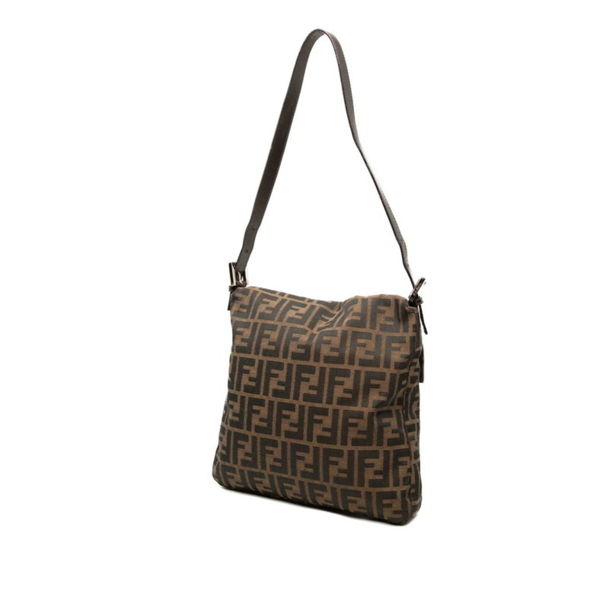 Fendi Zucca Brown Canvas Leather Shoulder Bag (Pre-Owned)