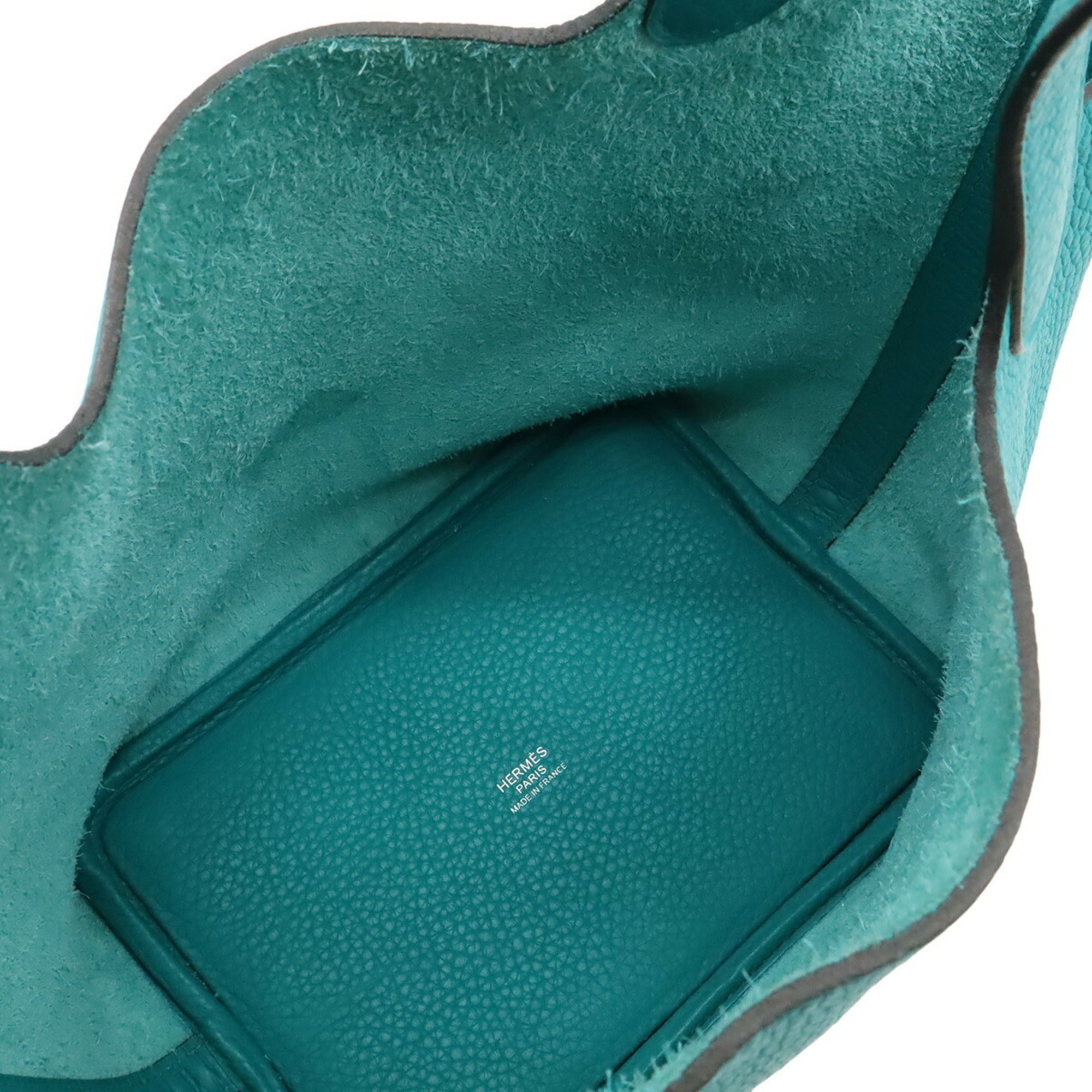 Hermes Blue Paon Taurillon Clemence Leather Handbag Tote Bag (Pre-Owned)