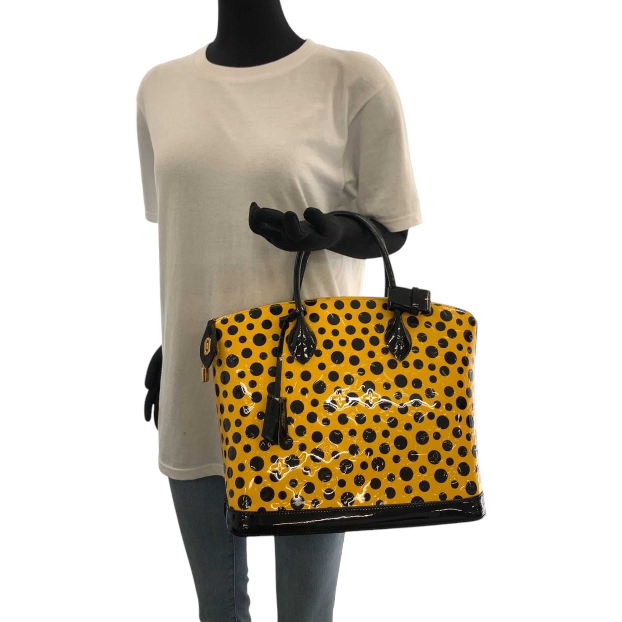 Louis Vuitton Black Jaune Yellow Patent Leather Handbag (Pre-Owned)
