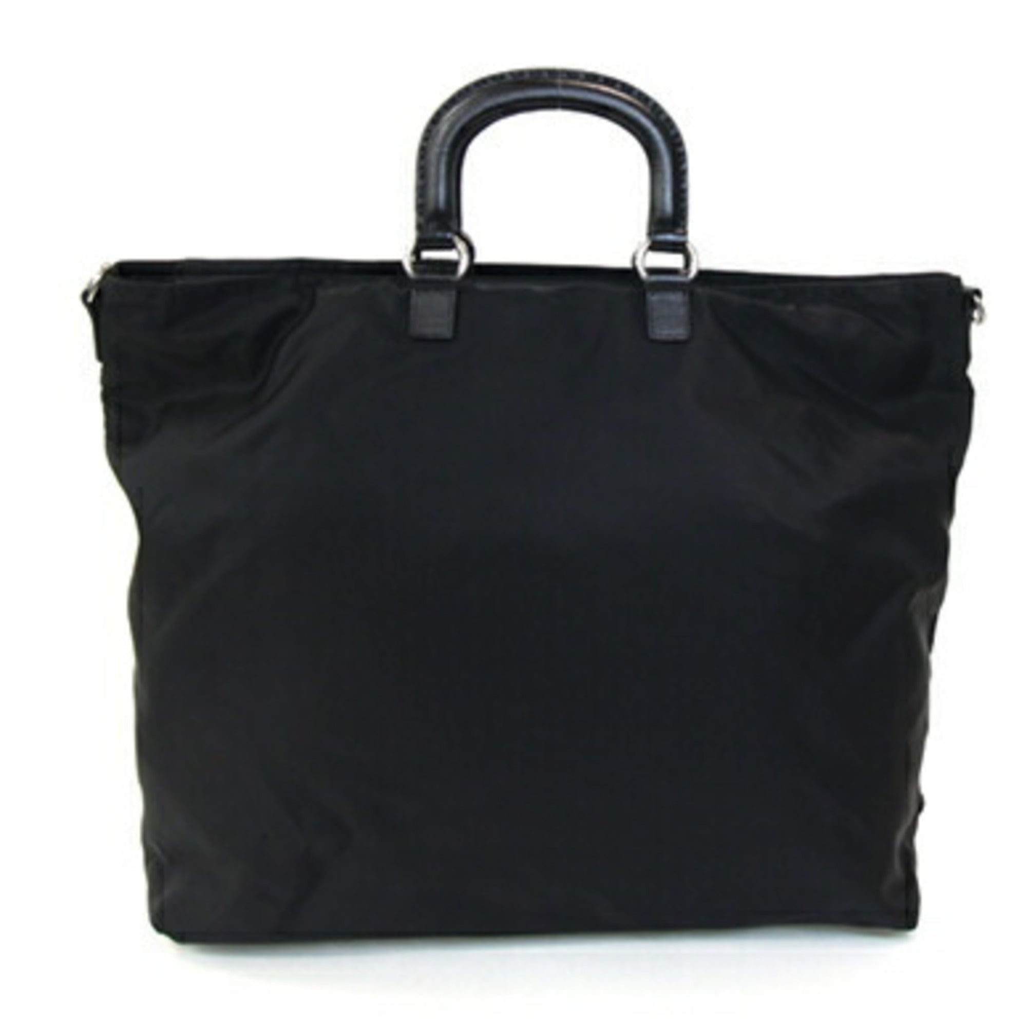 Prada Black Nero Nylon Leather Handbag Shoulder Bag (Pre-Owned)