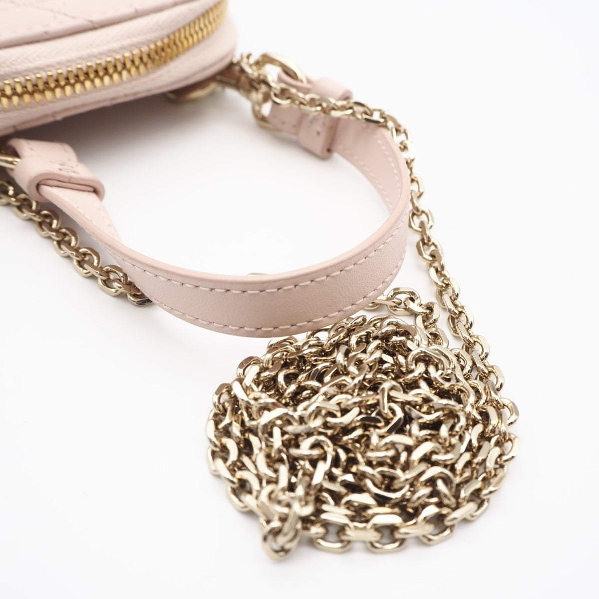 Christian Dior Lady Dior Pink Beige Leather Shoulder Bag (Pre-Owned)