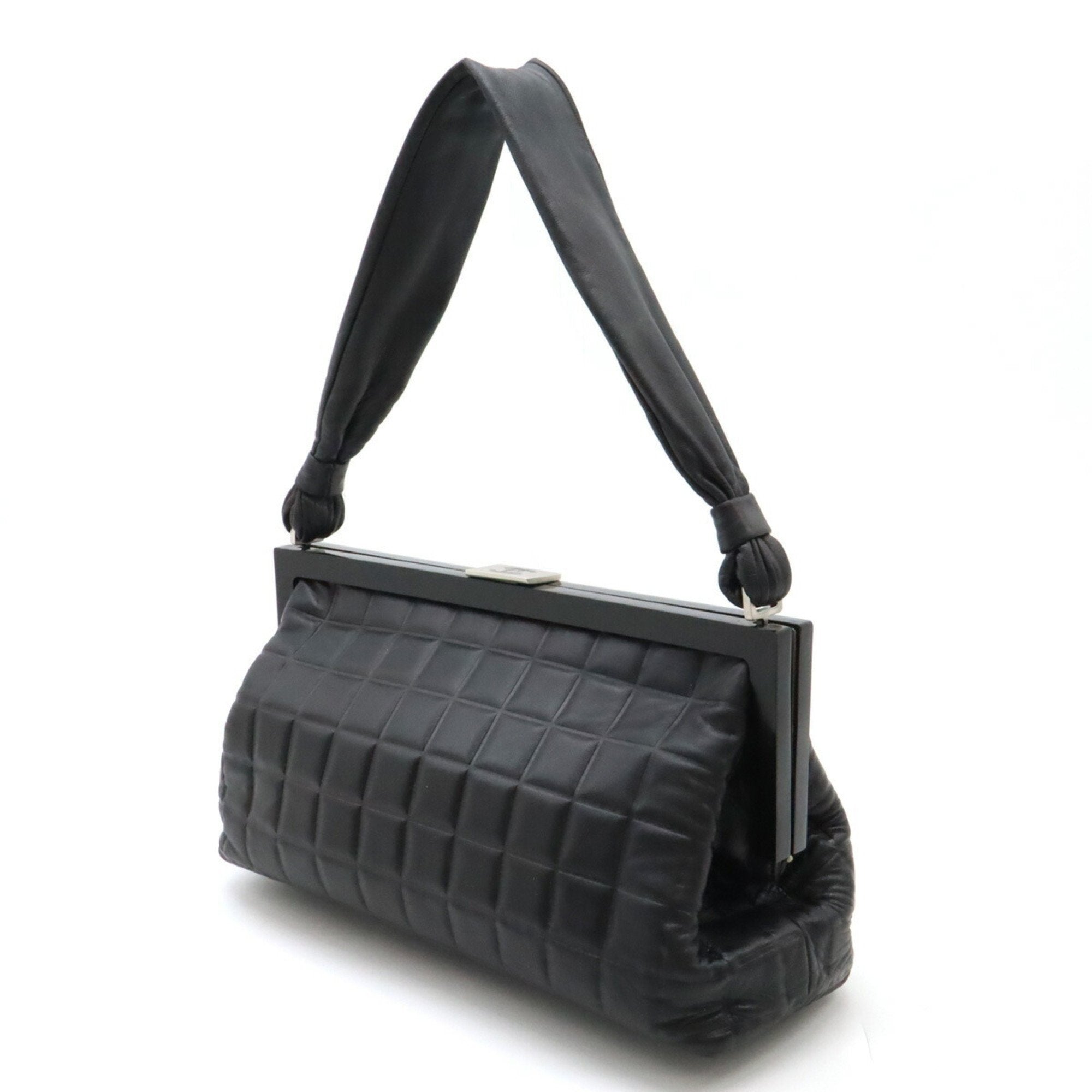 Chanel Black Leather Handbag Shoulder Bag (Pre-Owned)