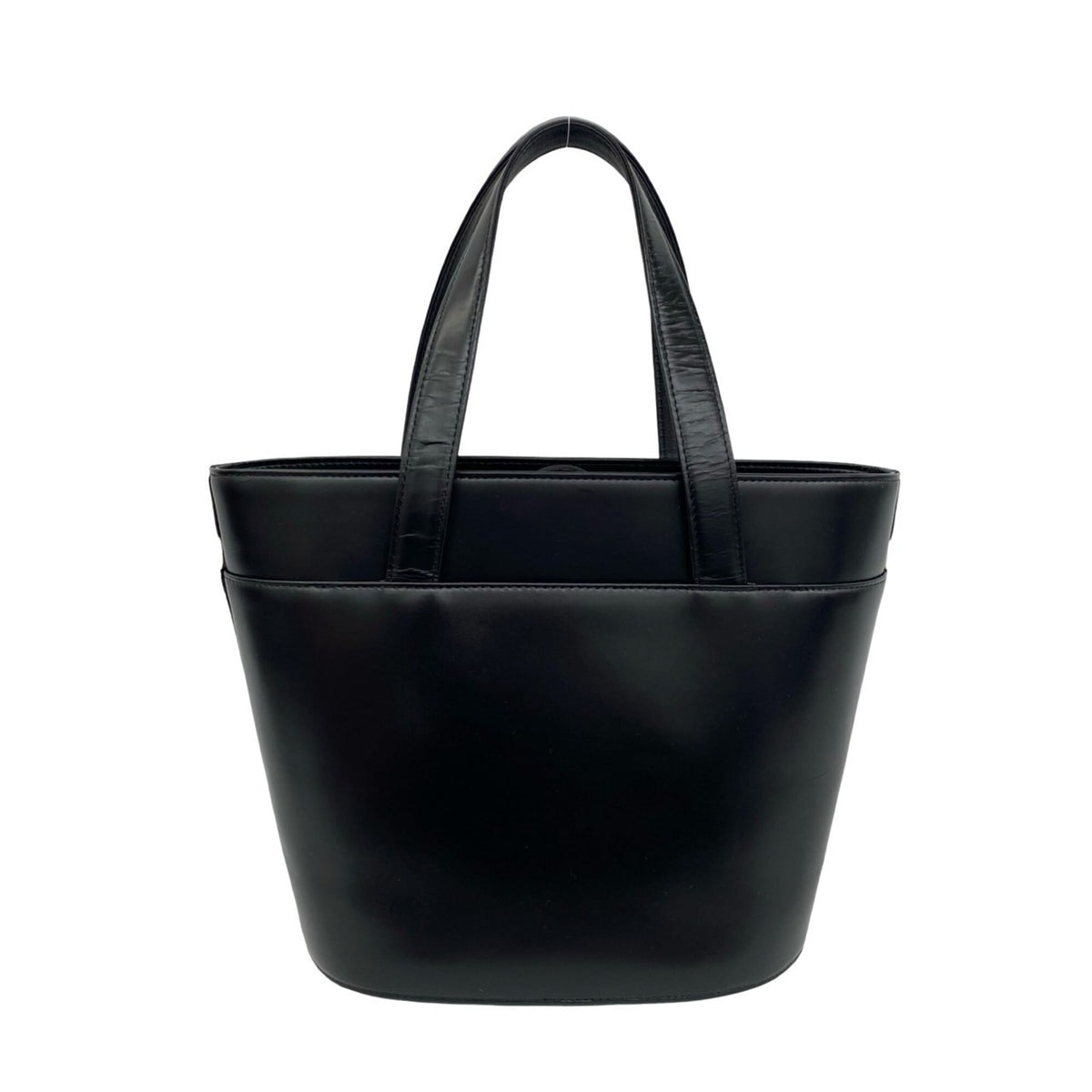 Burberry Beige Black Leather Handbag Tote Bag (Pre-Owned)