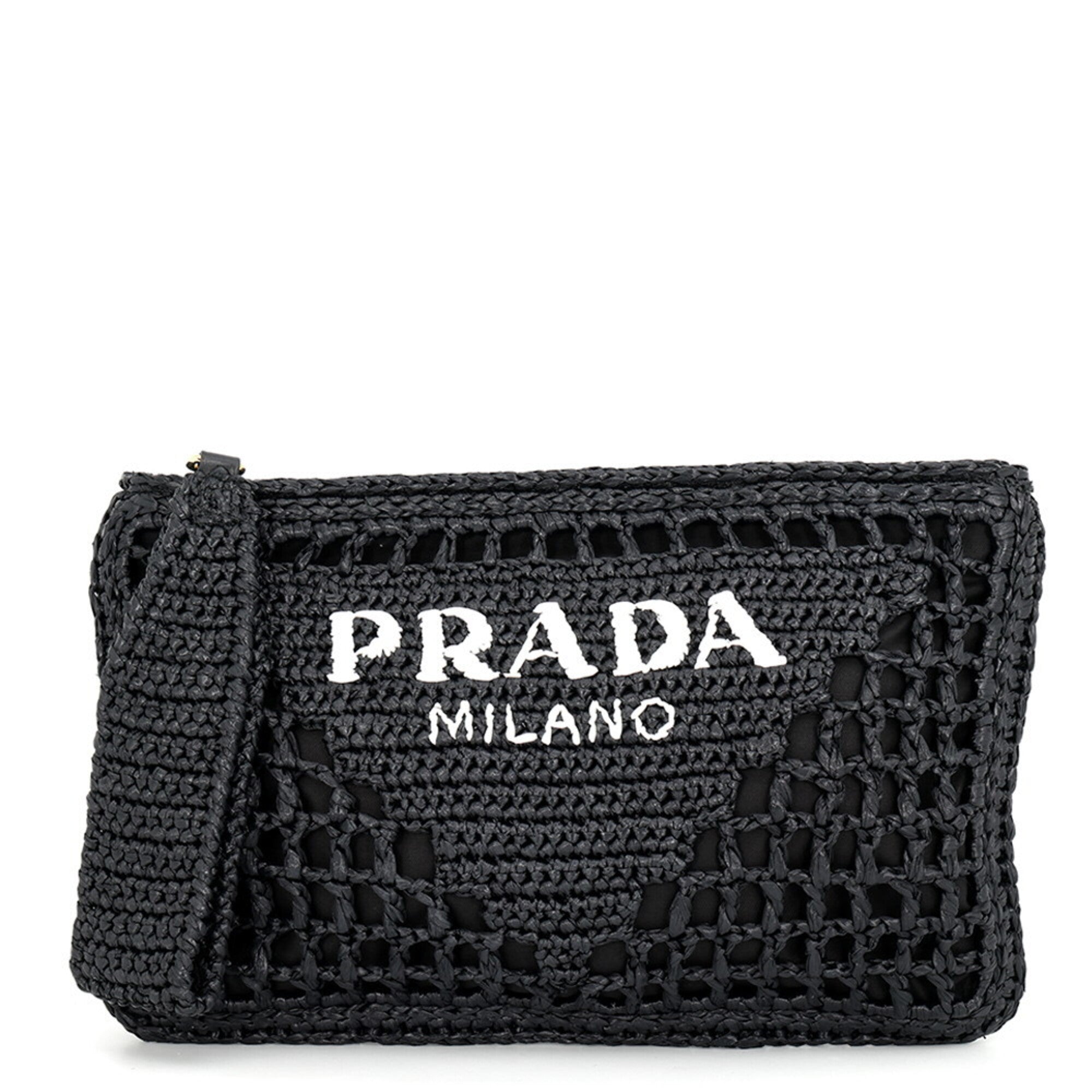 Prada Black Raffia Clutch Bag (Pre-Owned)