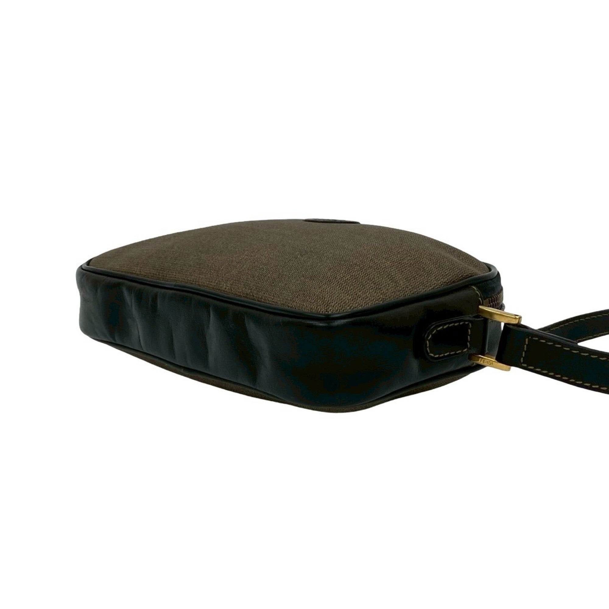 Fendi Black Brown Leather Pvc Pochette Shoulder Bag (Pre-Owned)