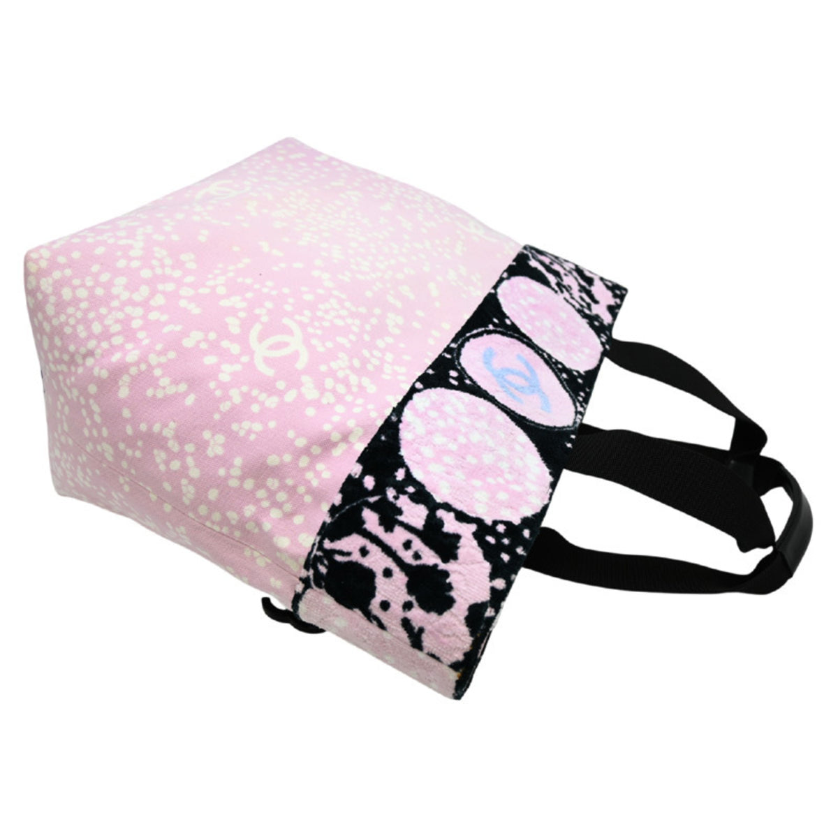 Chanel Black Pink Canvas Pile Fabric Tote Bag (Pre-Owned)