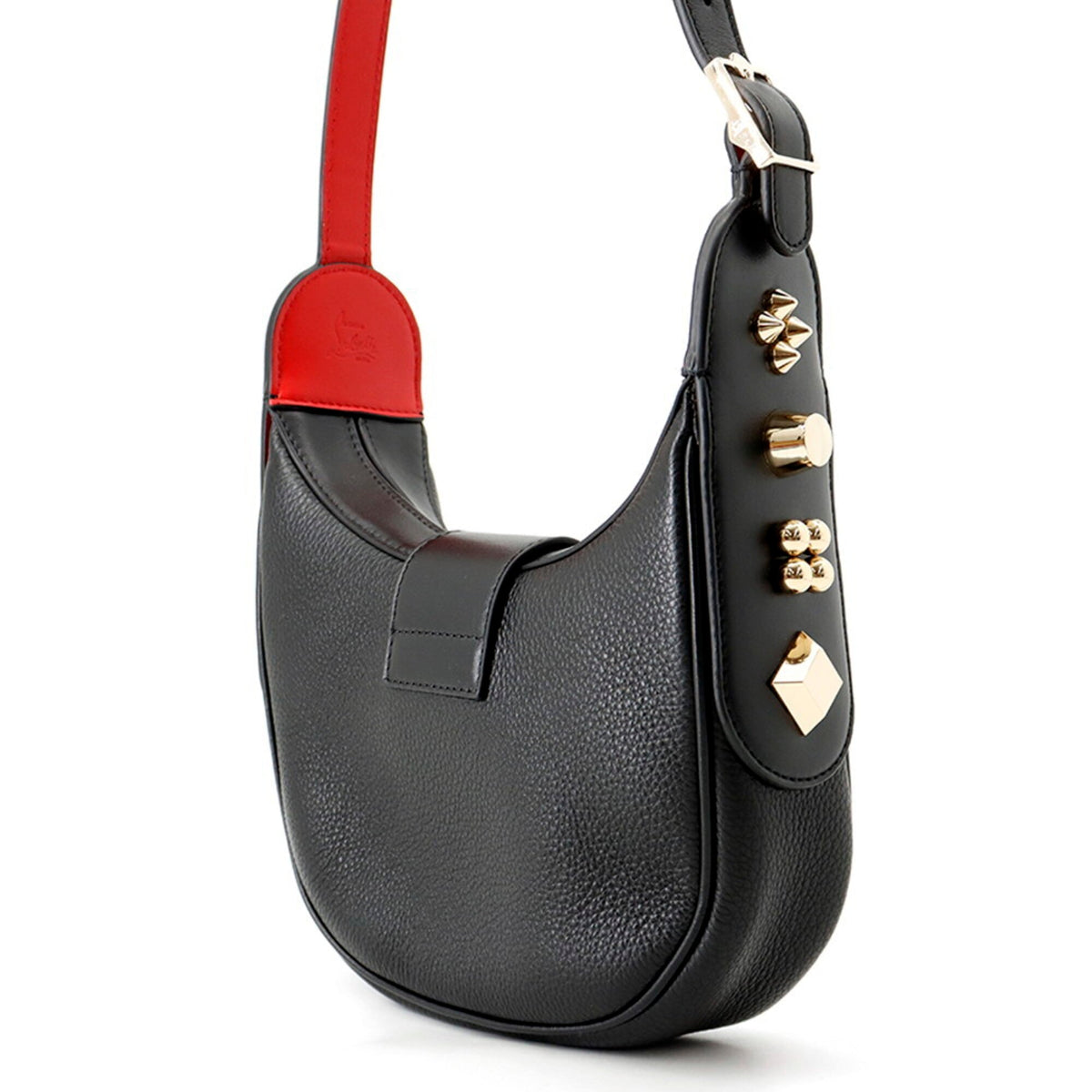Christian Louboutin Black Red Color Leather Handbag Shoulder Bag (Pre-Owned)