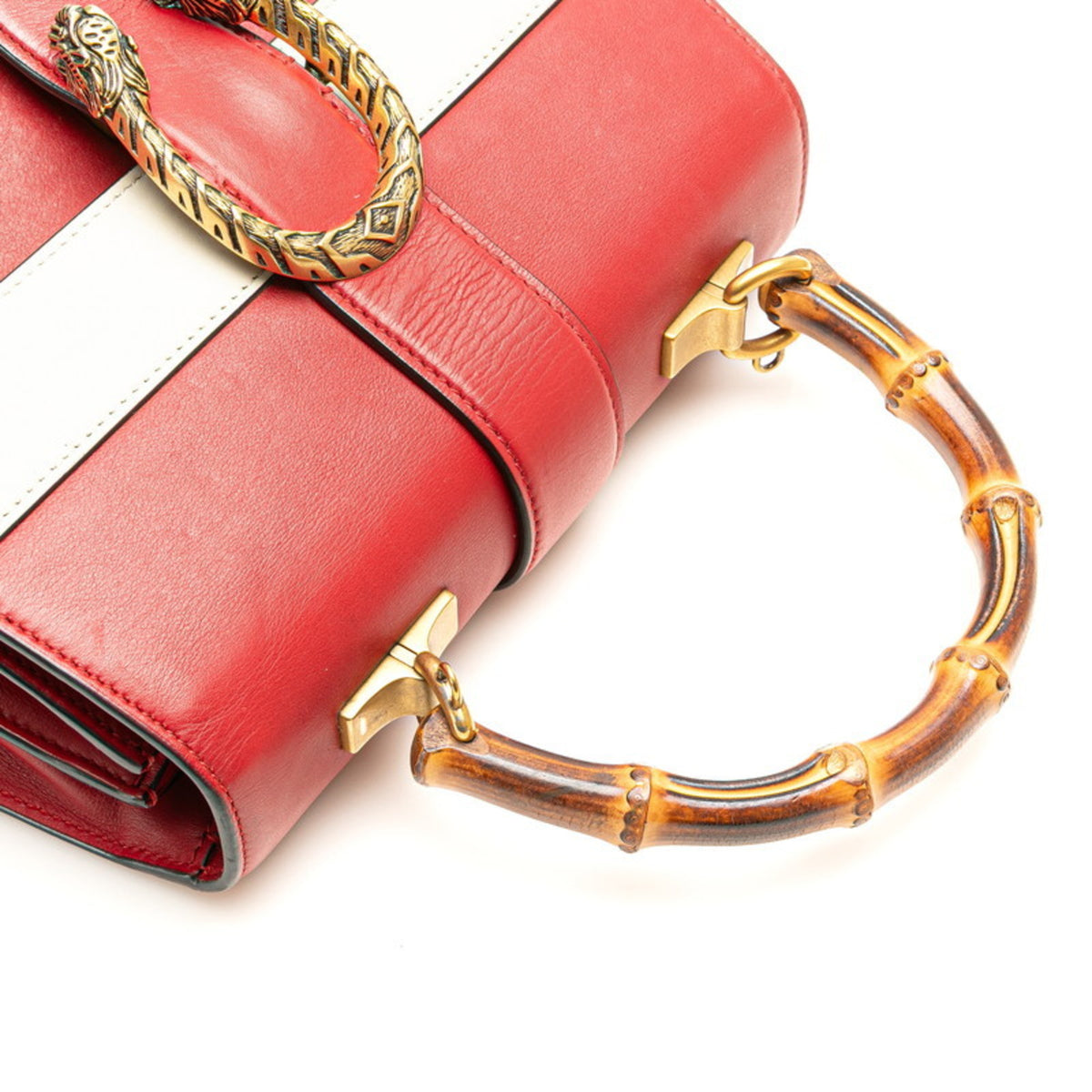 Gucci Red Color Leather Handbag Shoulder Bag (Pre-Owned)