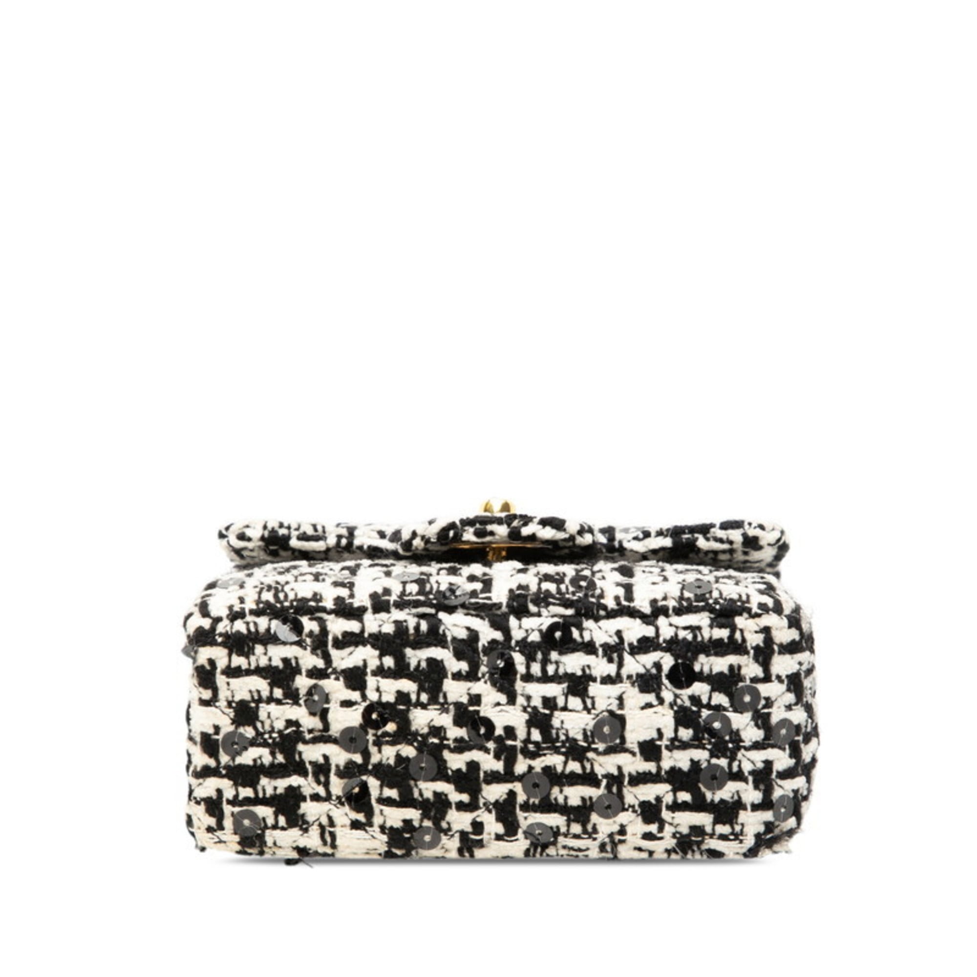 Chanel Black White Tweed Spangles Handbag (Pre-Owned)