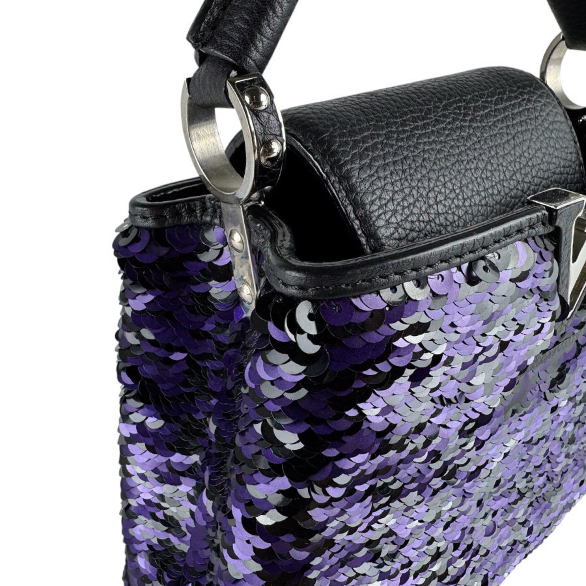 Louis Vuitton Black Purple Spangles Leather Handbag Shoulder Bag (Pre-Owned)