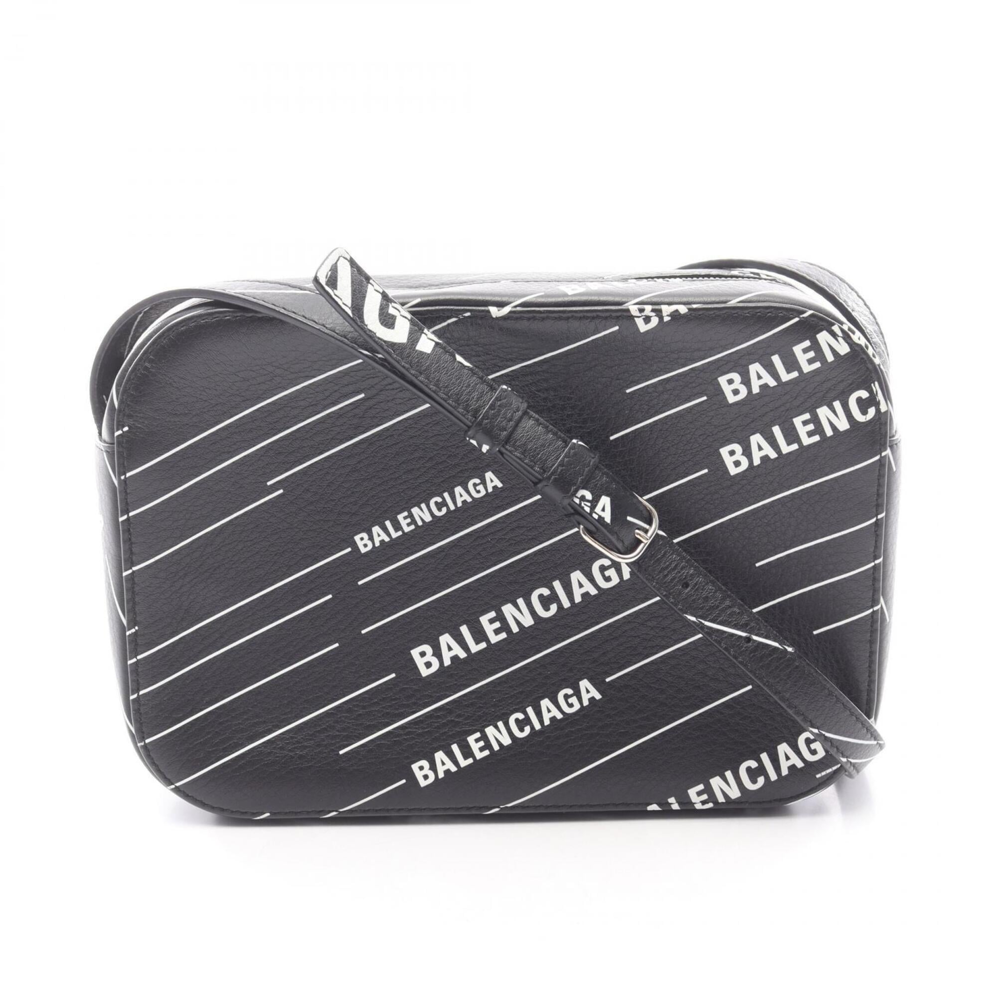 Balenciaga Black White Leather Shoulder Bag (Pre-Owned)