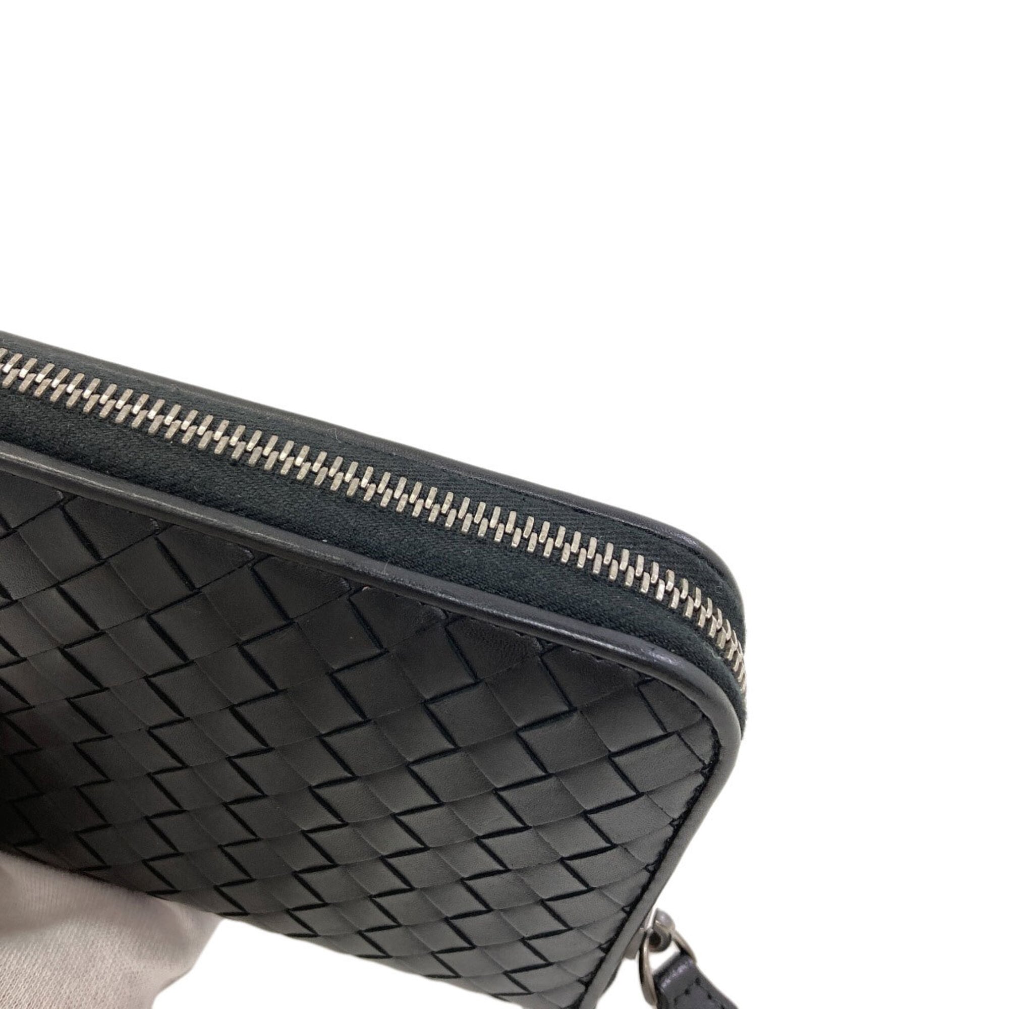 Bottega Veneta Black Leather Long Wallet (Bi-Fold) (Pre-Owned)