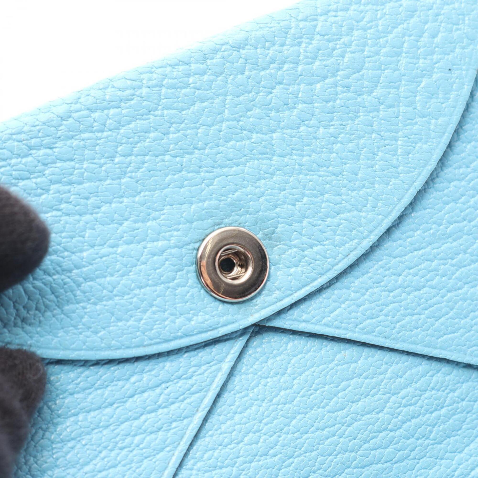 Hermes Blue Celeste Chevre Leather Coin Purse/Coin Case (Pre-Owned)