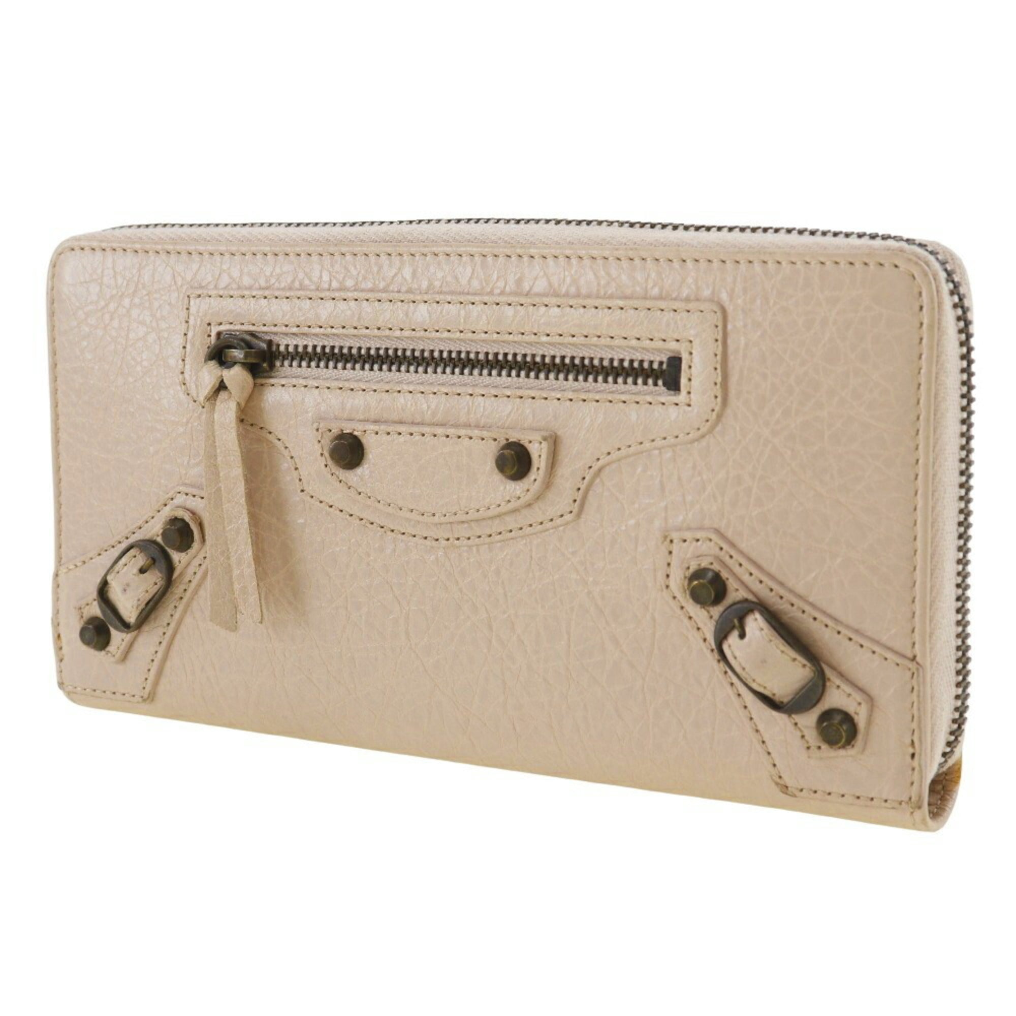 Balenciaga Beige Pink Leather Coin Purse/Coin Case (Pre-Owned)