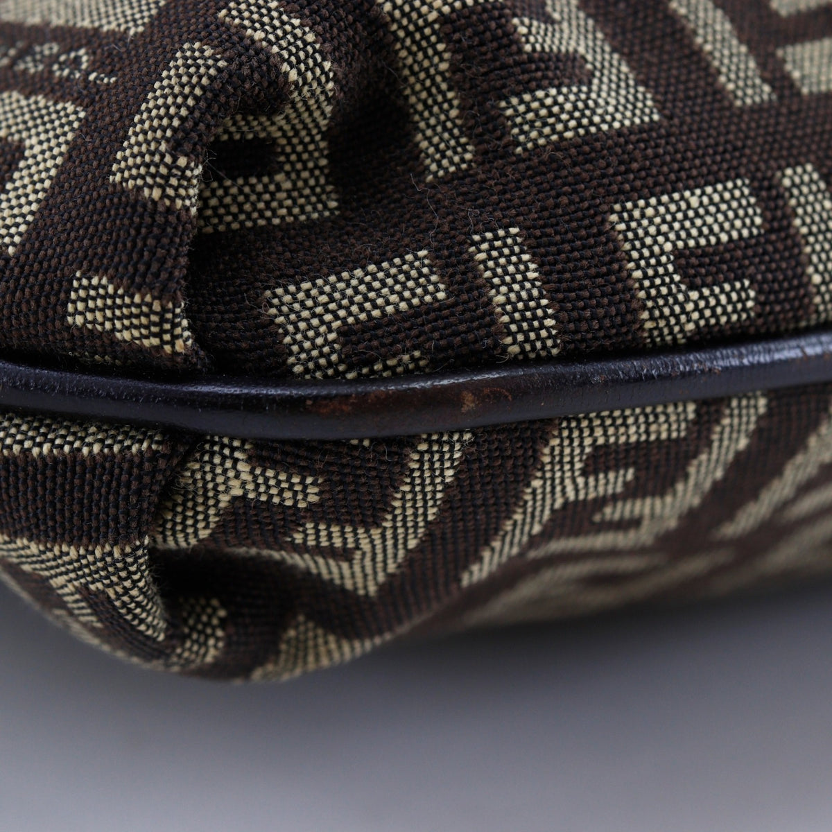Fendi Brown Zucchino Canvas Shoulder Bag (Pre-Owned)