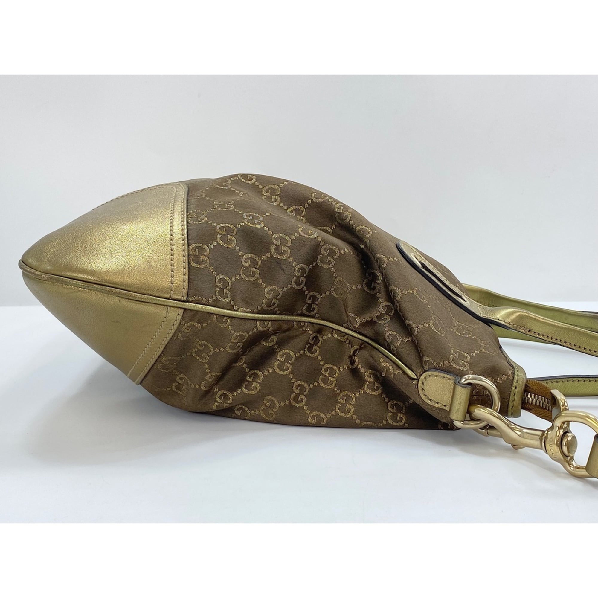 Gucci Brown Gold Nylon Tote Bag (Pre-Owned)