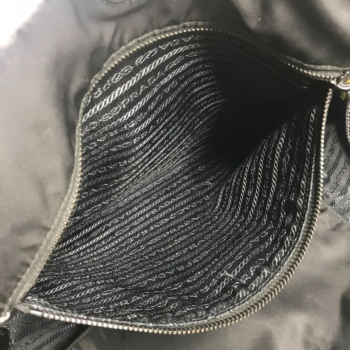 Prada Black Blue Leather Nylon Shoulder Bag Tote Bag (Pre-Owned)
