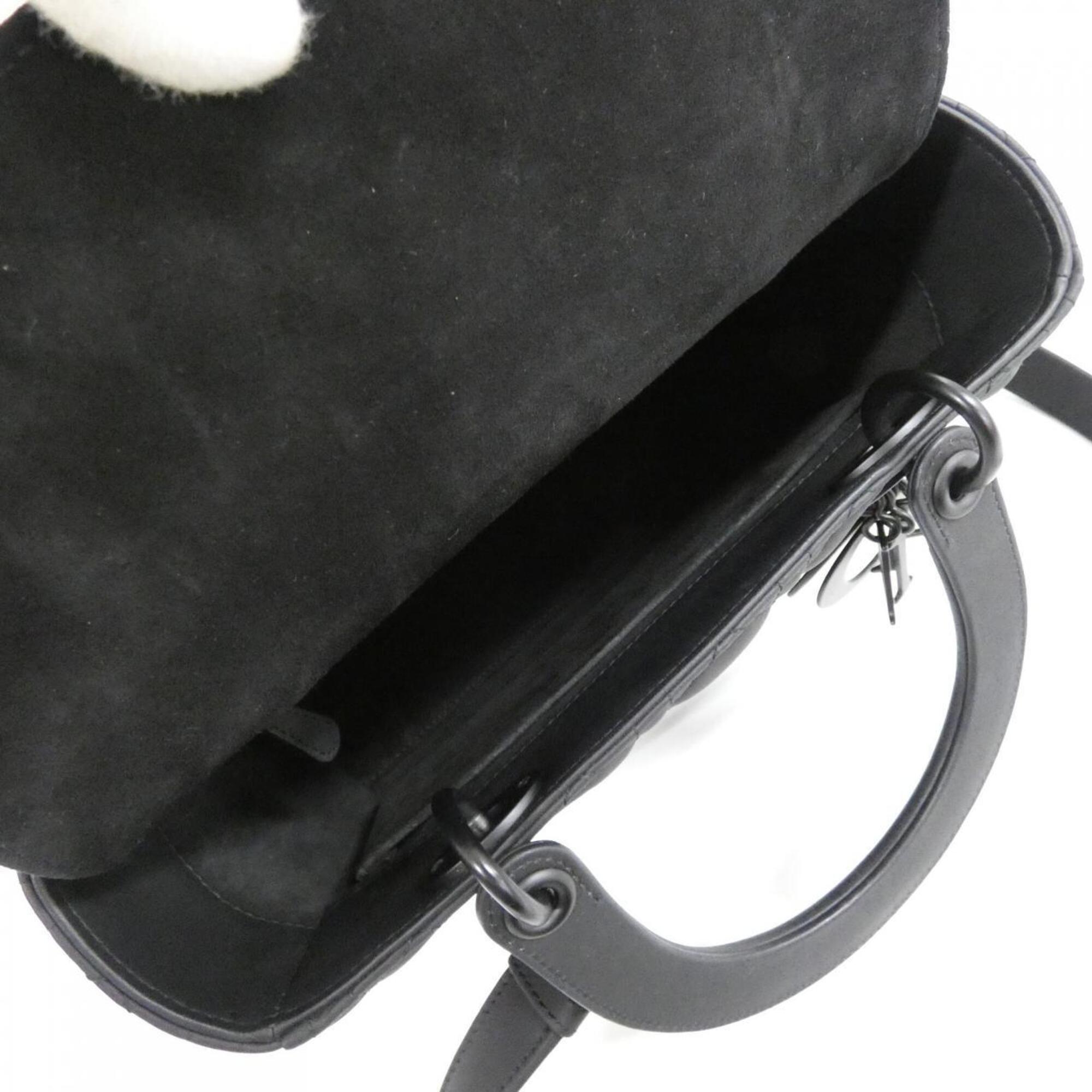 Christian Dior Lady Dior Black Leather Handbag (Pre-Owned)