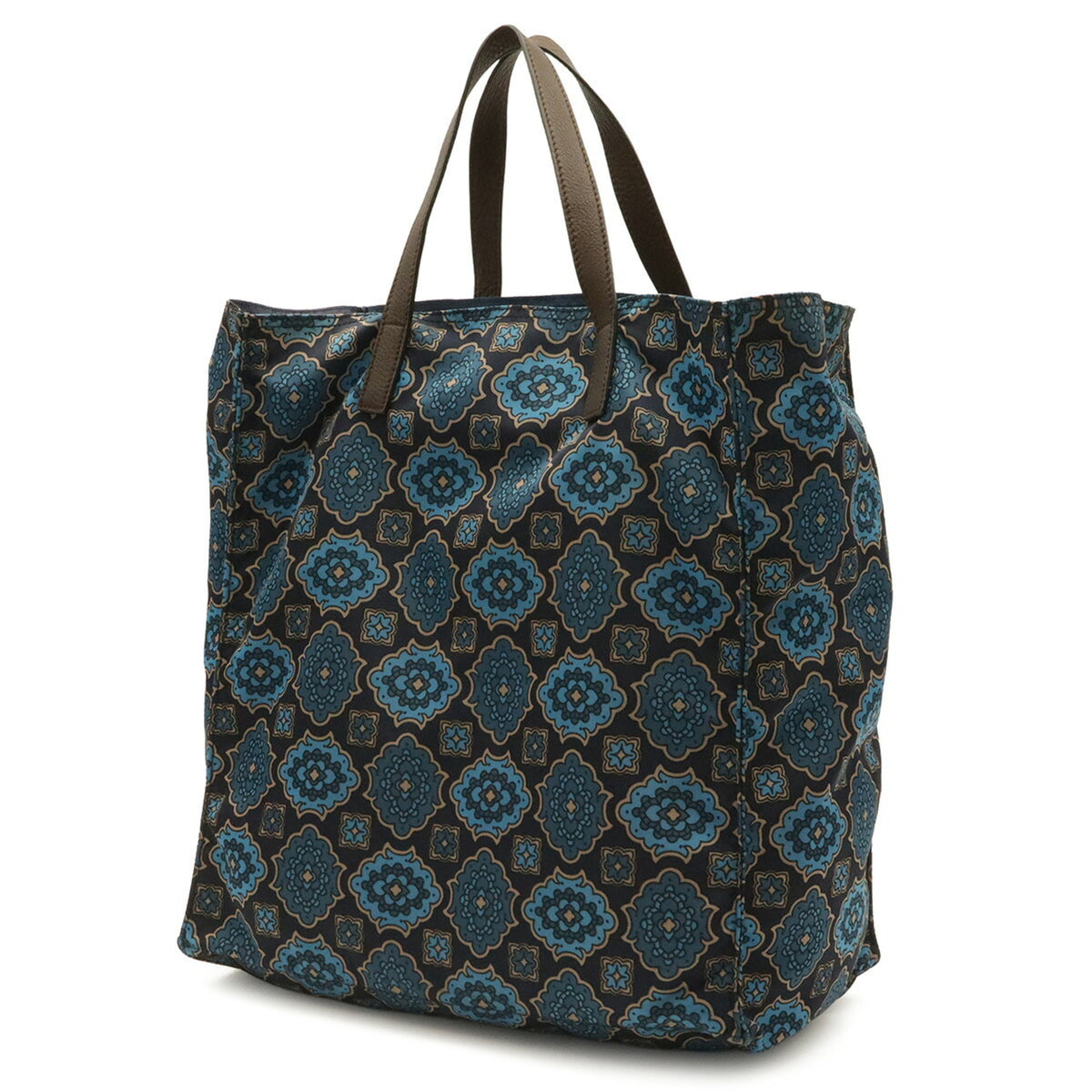 Prada Blue Brown Navy Tessuto Tote Bag (Pre-Owned)