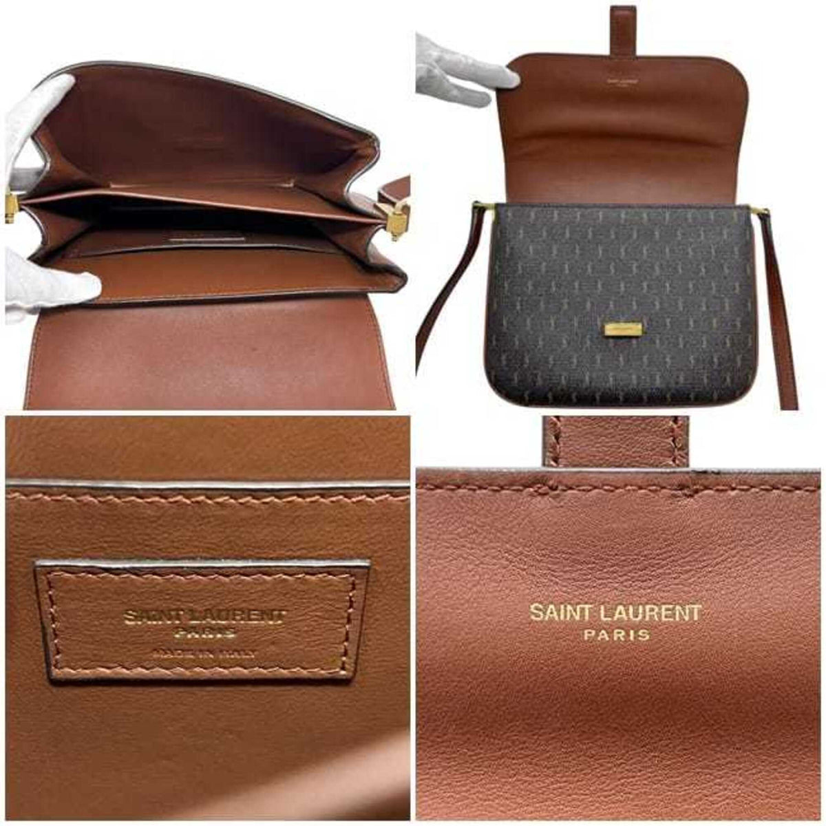 Saint Laurent Brown Dark Brown Pvc Leather Shoulder Bag (Pre-Owned)