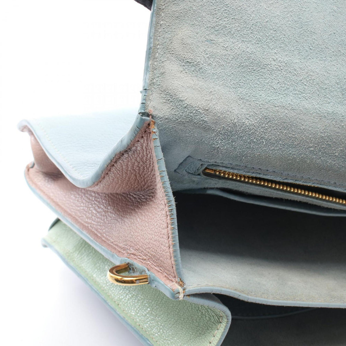 Miu Miu Blue Green Pink Leather Handbag (Pre-Owned)