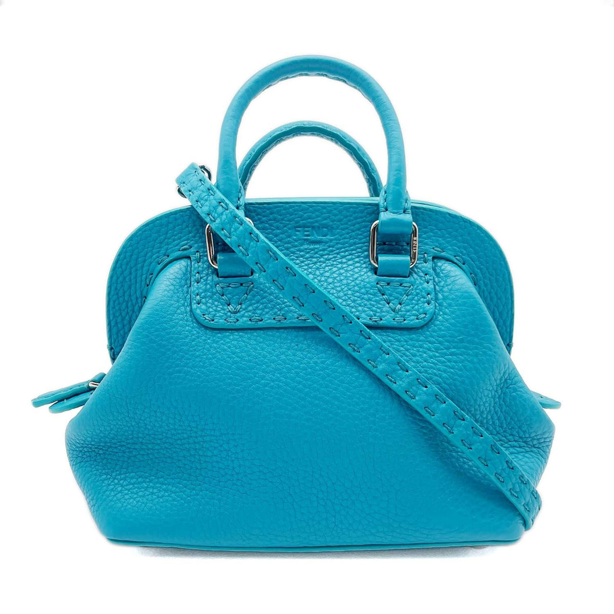 Fendi Blue Leather Shoulder Bag (Pre-Owned)