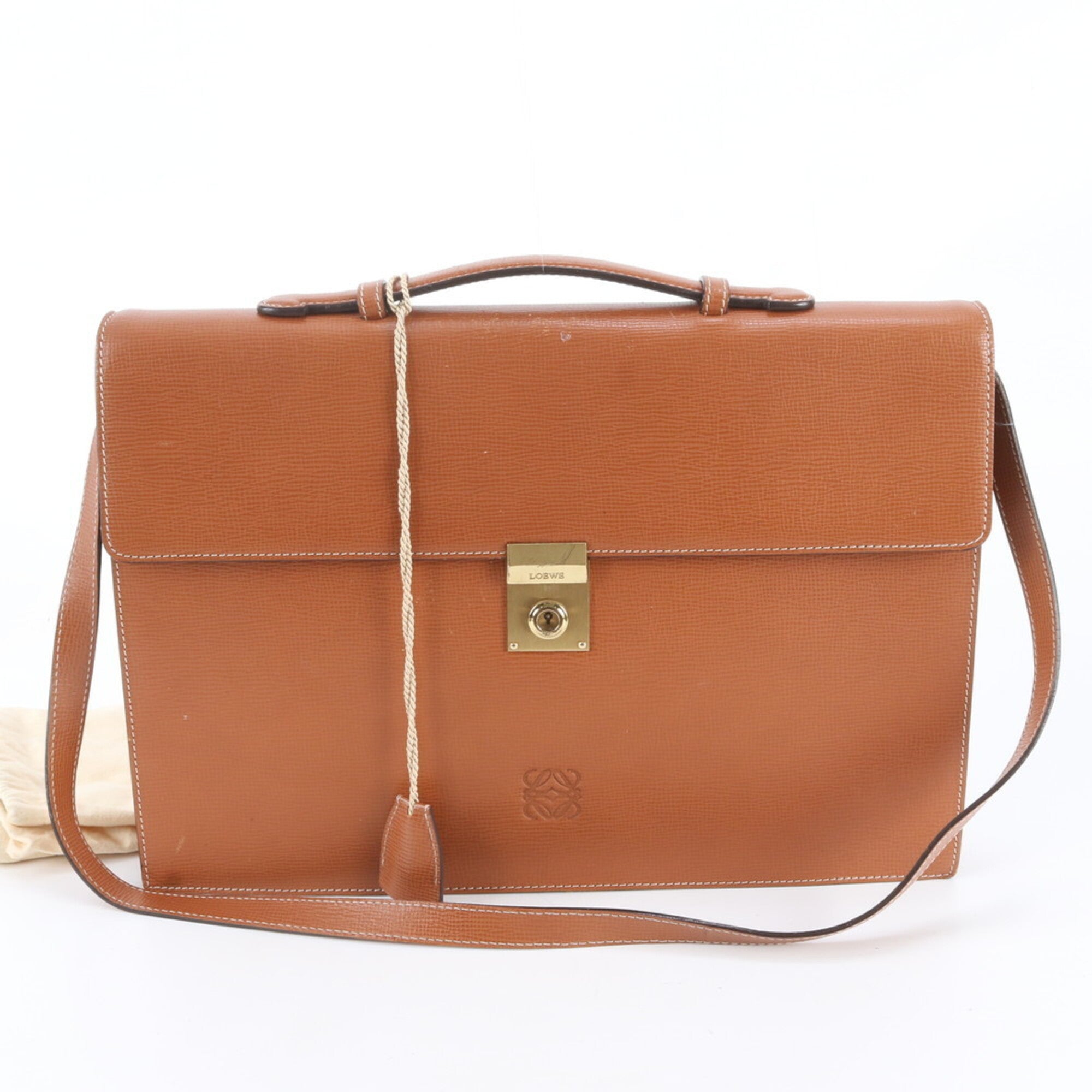Loewe Camel Leather Briefcase Shoulder Bag Tote Bag (Pre-Owned)