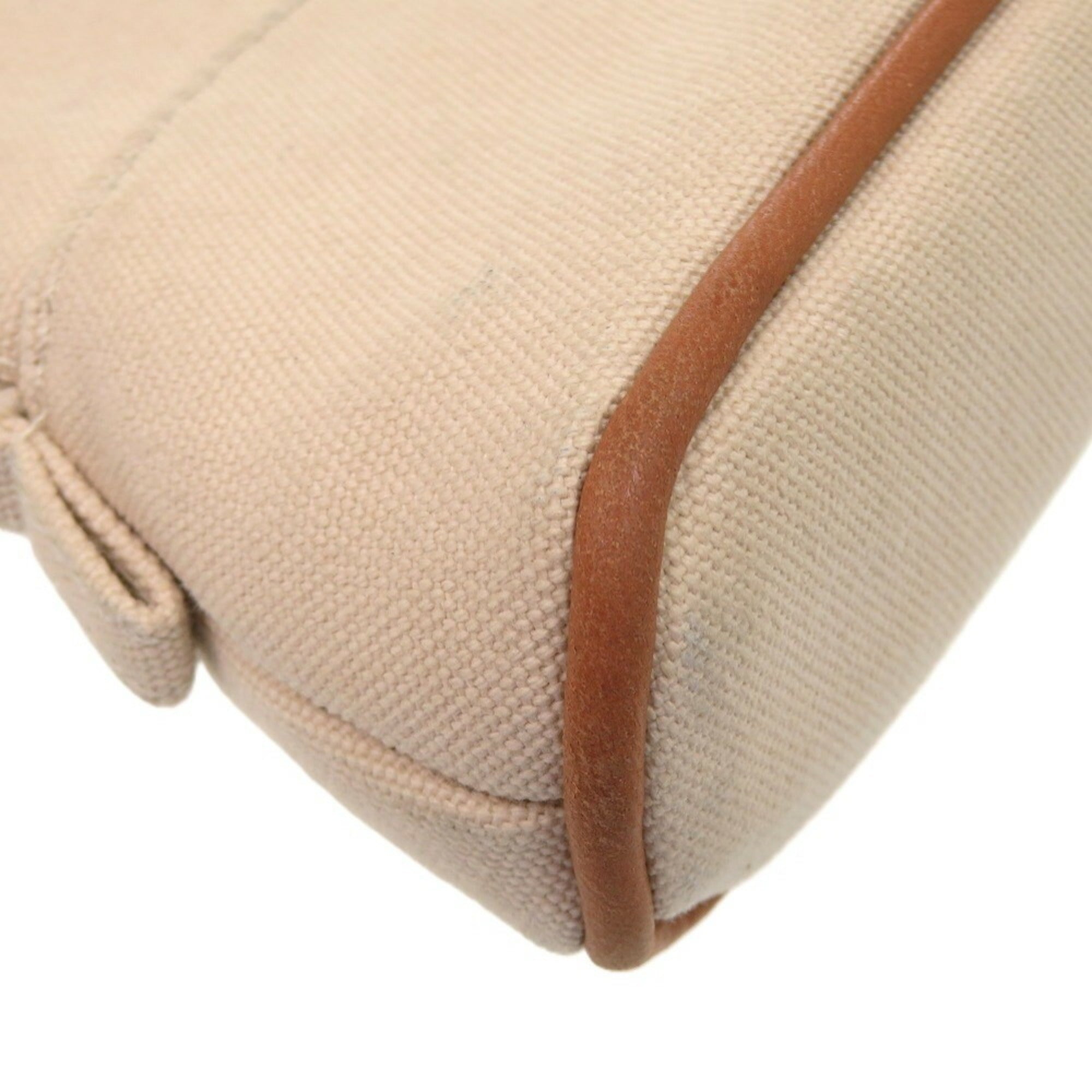 Hermes Beige Orange Cotton Leather Pouch (Pre-Owned)