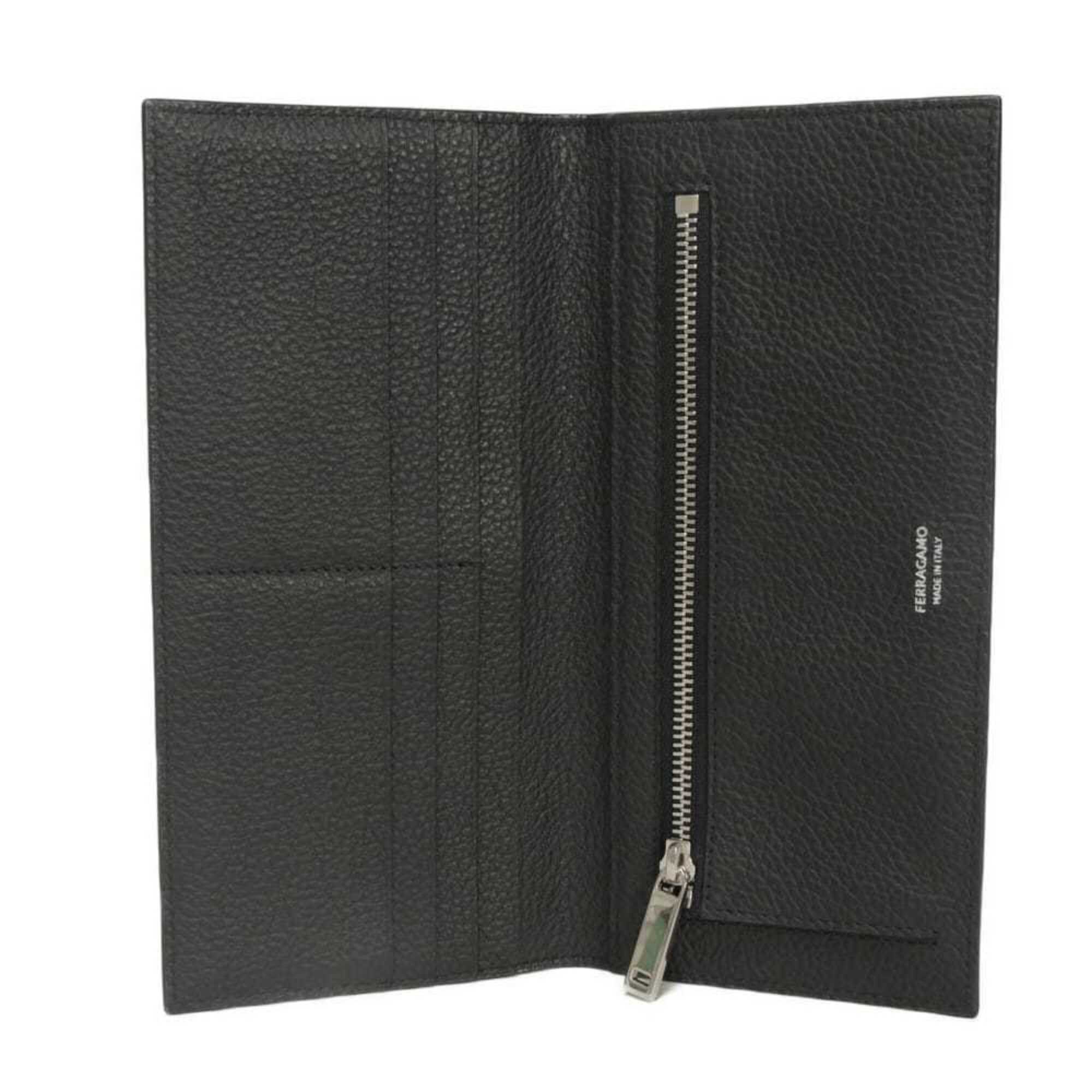 Salvatore Ferragamo Gancini Black Leather Long Wallet (Bi-Fold) (Pre-Owned)
