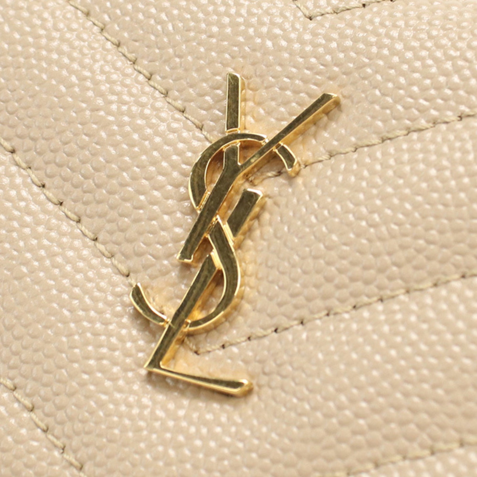 Saint Laurent Beige Leather Wallet (Tri-Fold) (Pre-Owned)