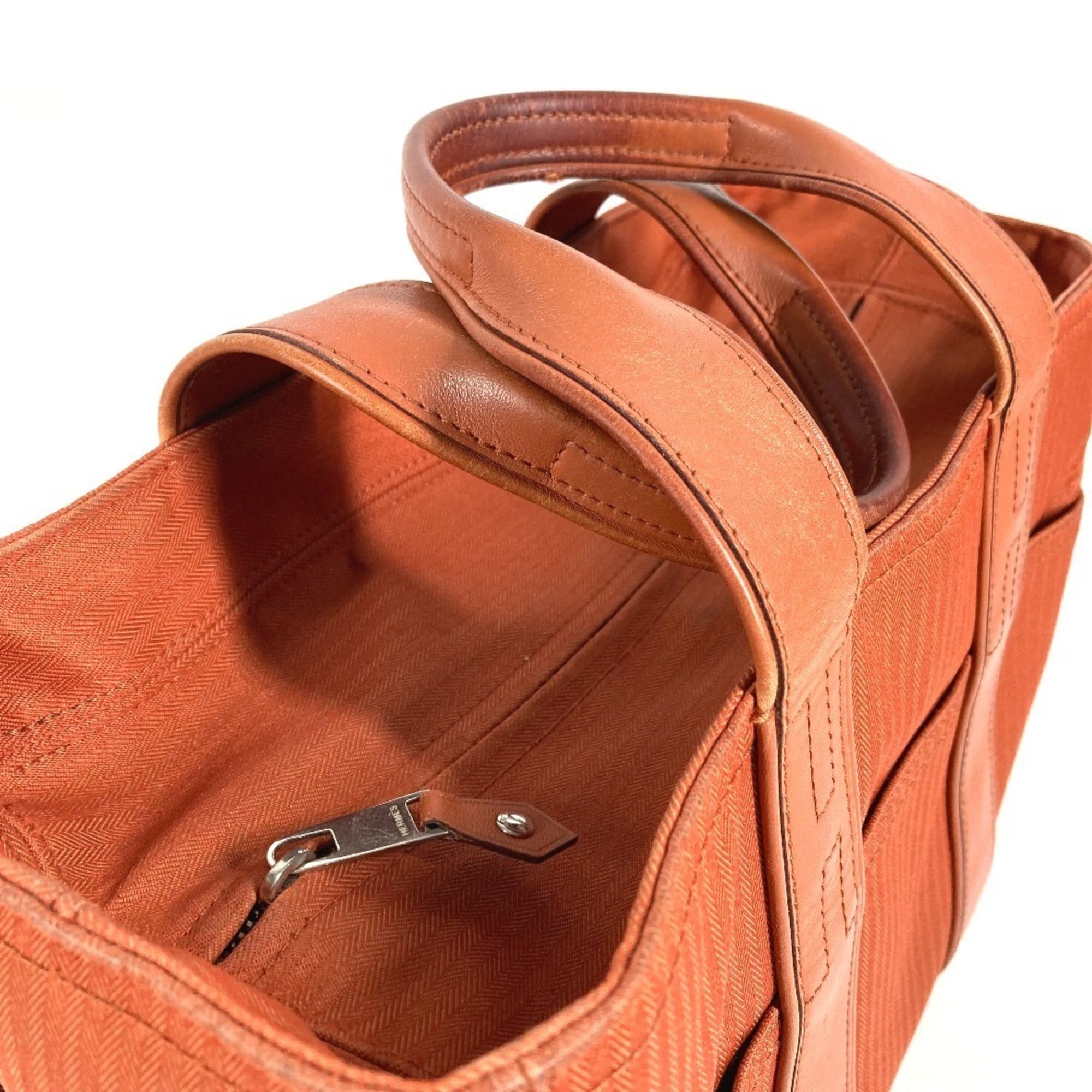 Hermes Orange Cotton Handbag Tote Bag (Pre-Owned)