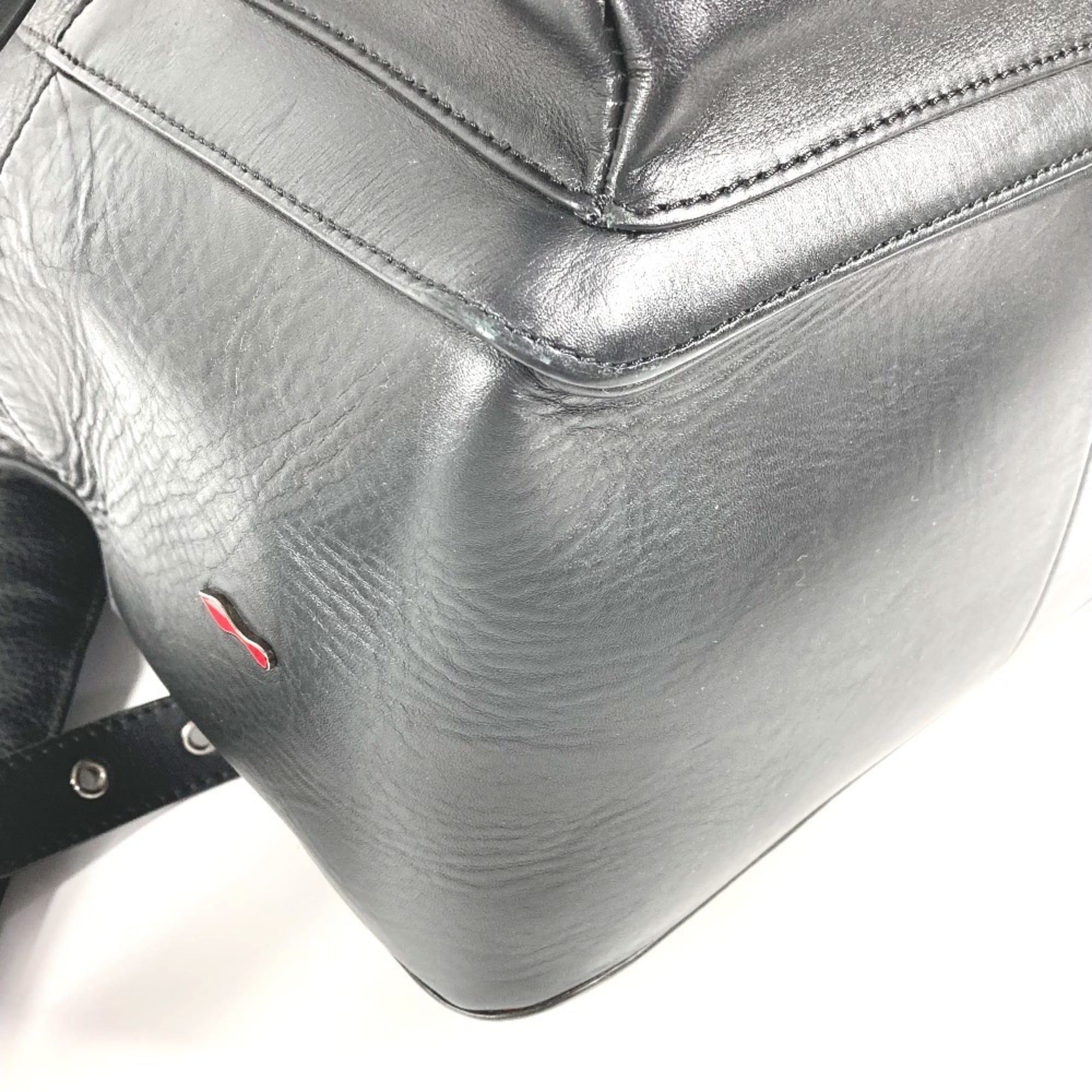 Christian Louboutin Black Red Color Leather Backpack (Pre-Owned)
