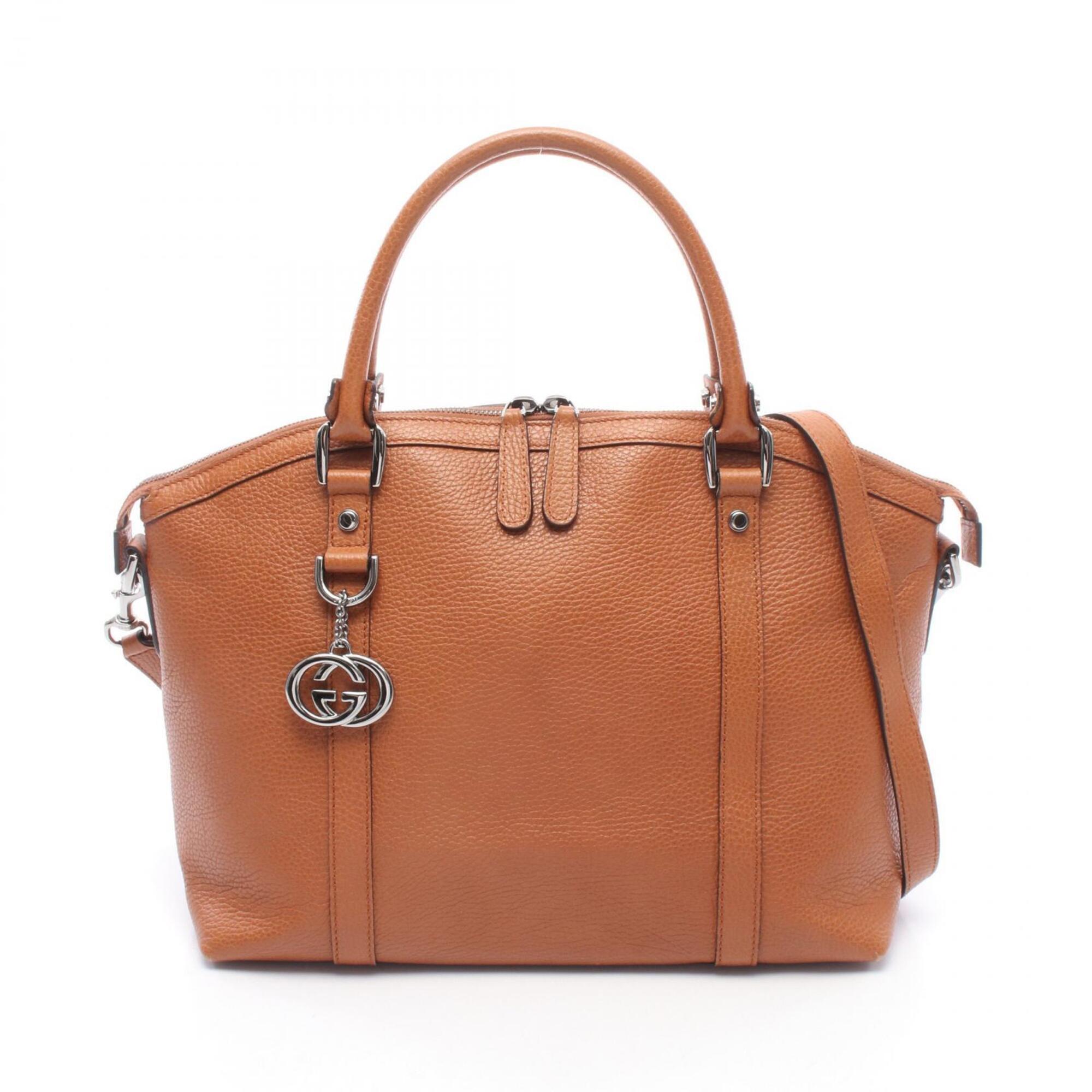 Gucci Brown Leather Handbag Tote Bag (Pre-Owned)