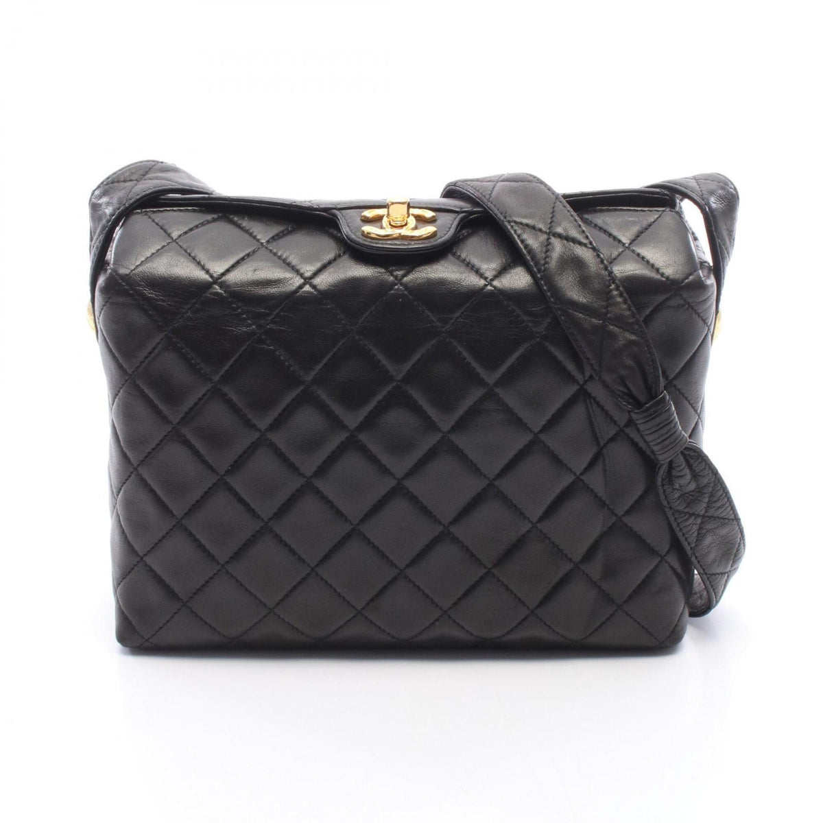 Chanel Black Leather Handbag Shoulder Bag (Pre-Owned)